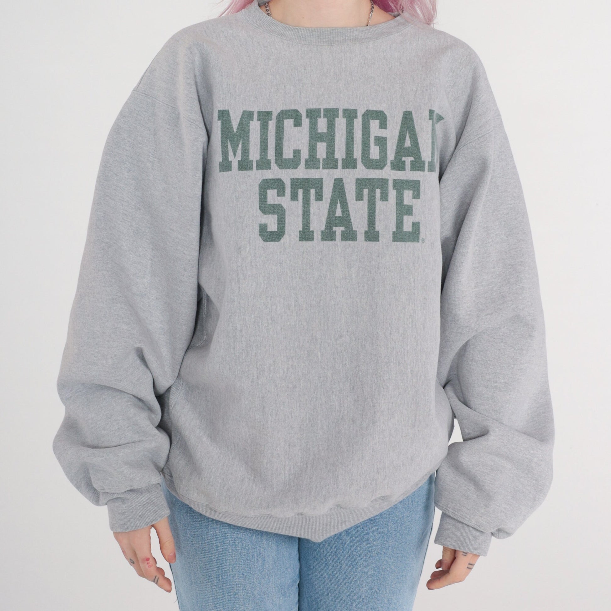 00s Michigan State Spartans Sweatshirt Steve & Barry's Heather Grey Large