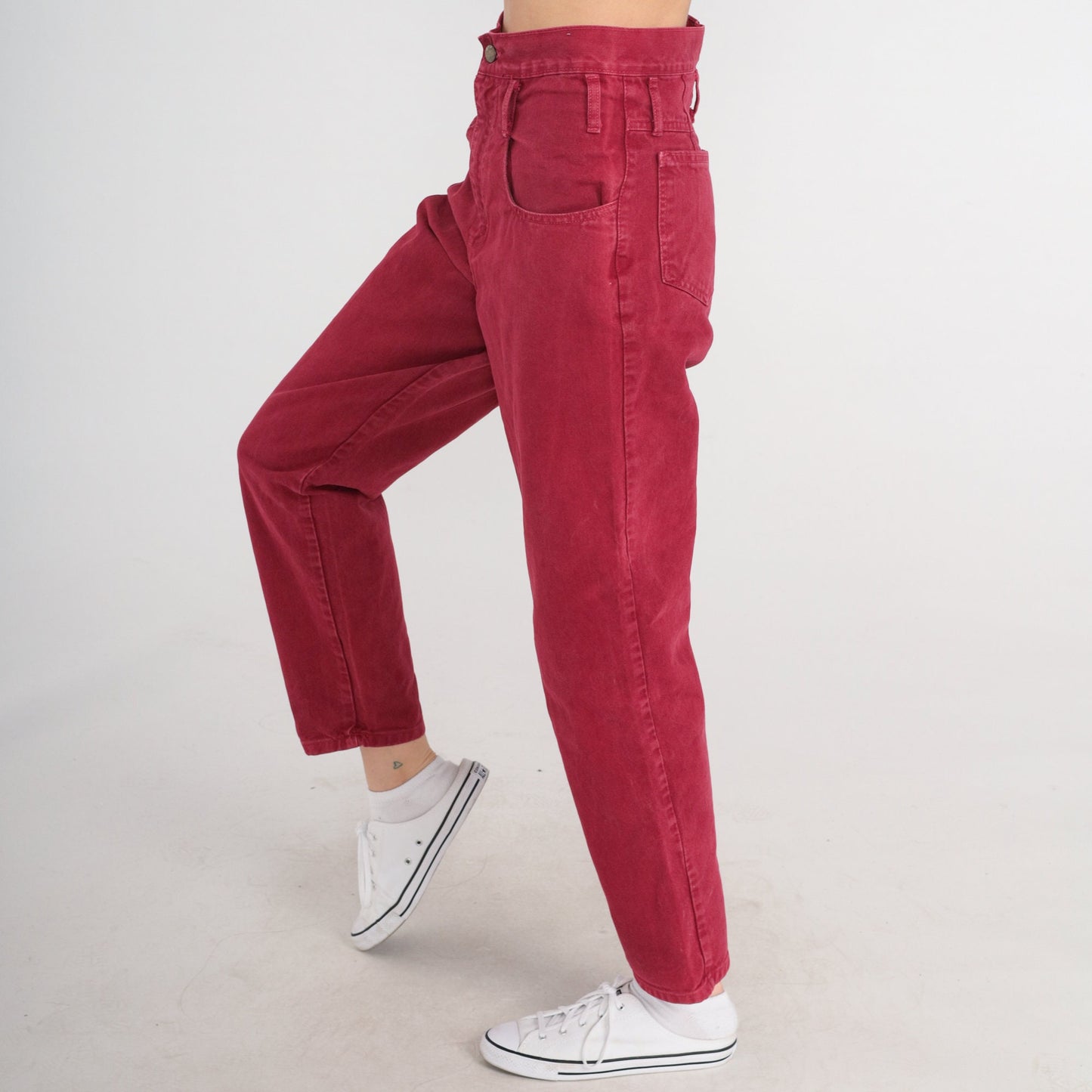 90s Red High-Waisted Mom Jeans Tapered Denim Extra Small XS