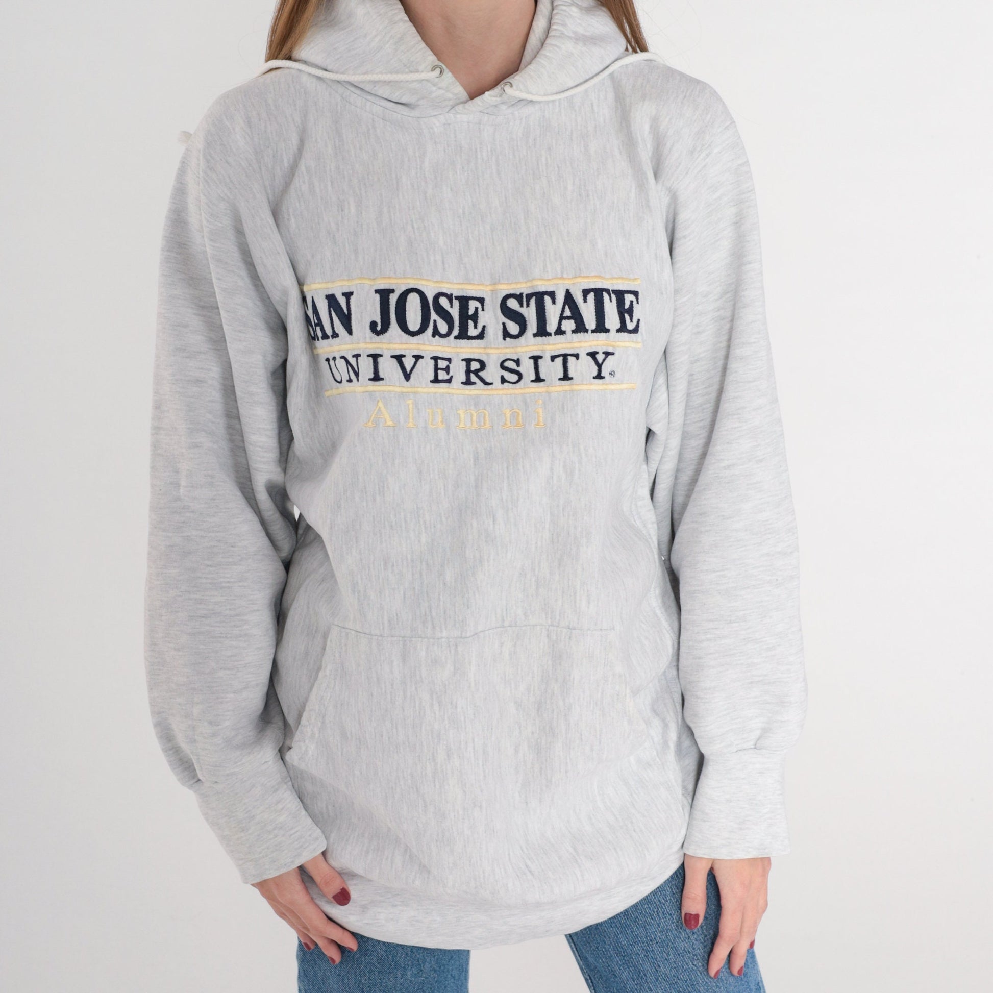 90s San Jose State University Alumni Hoodie Heather Grey Spartans Logo Medium M