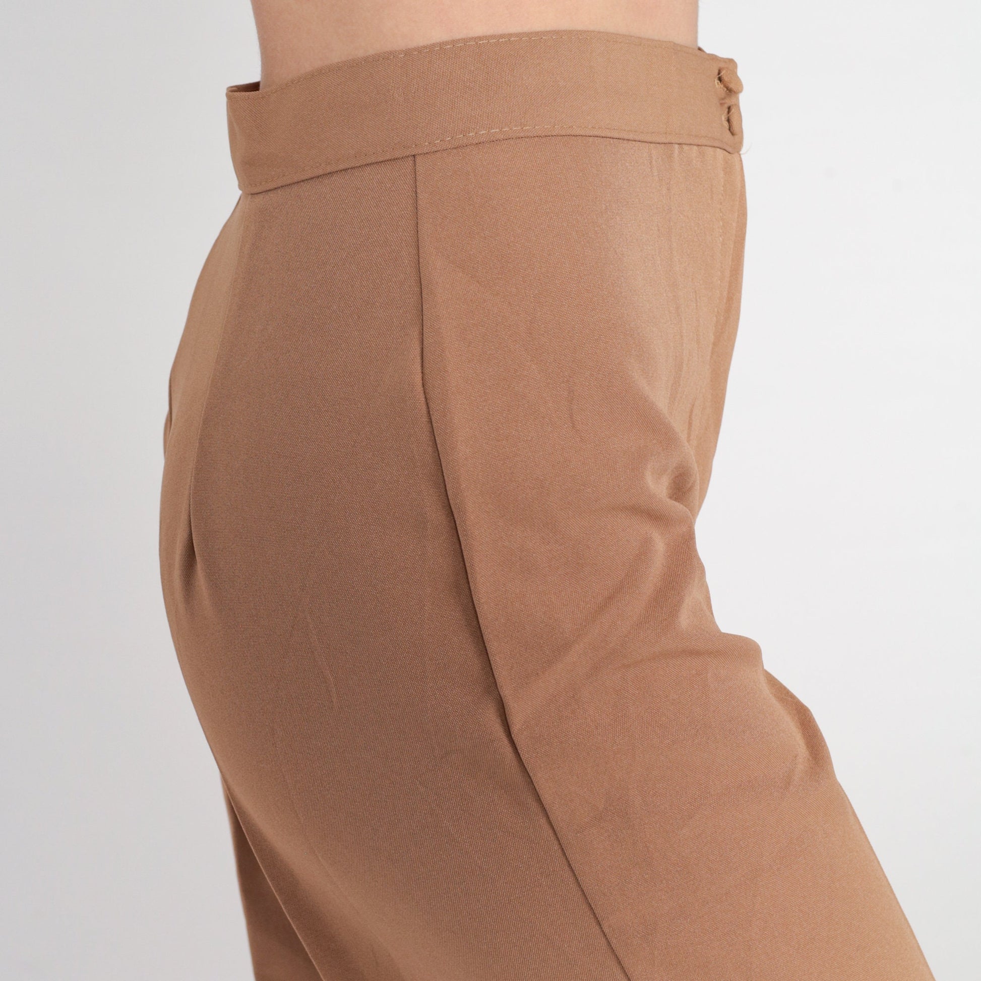70s Cocoa Brown High-Waisted Straight Leg Trousers Small Extra Long