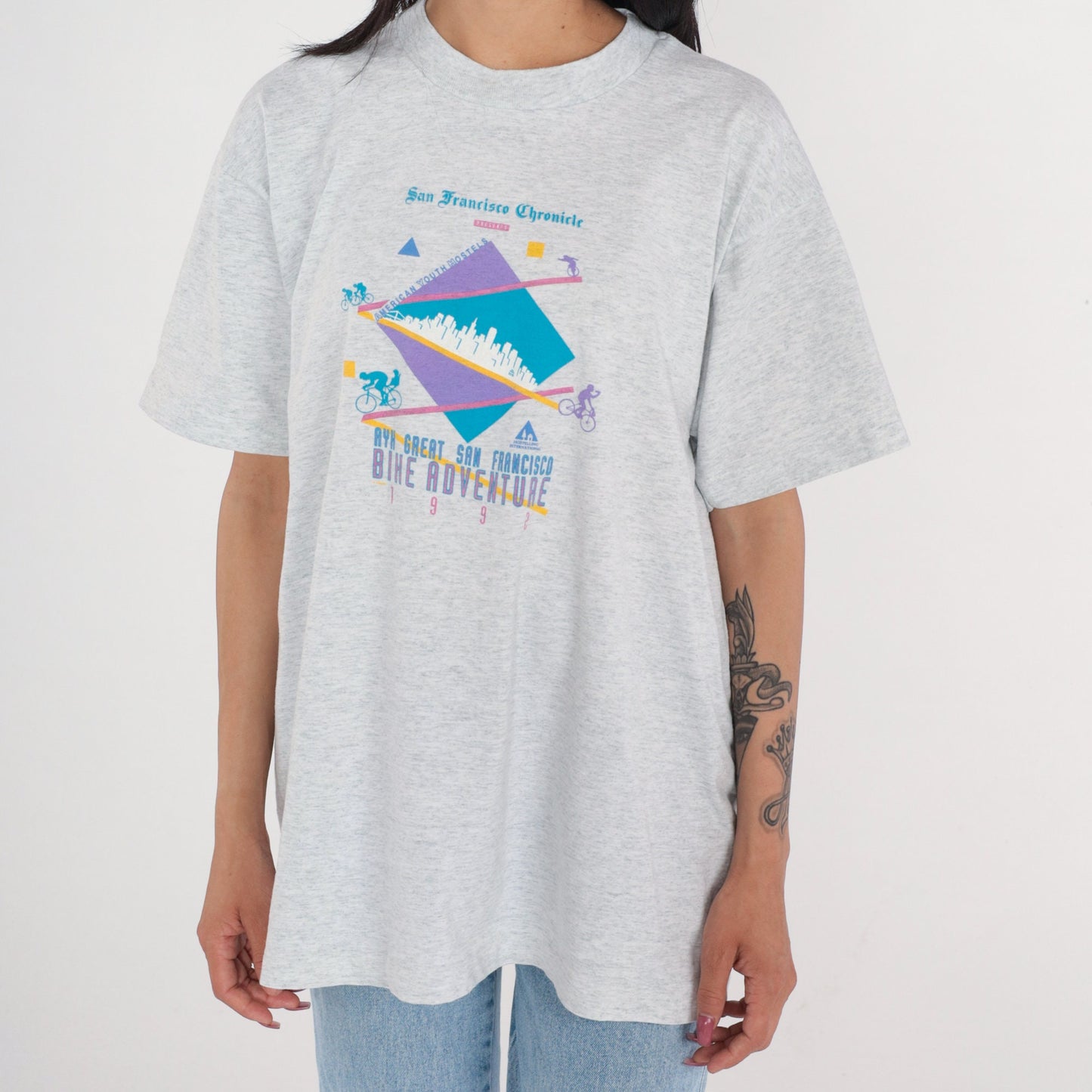 1992 Great San Francisco Bike Adventure T-Shirt 90s Graphic Tee Single Stitch XL
