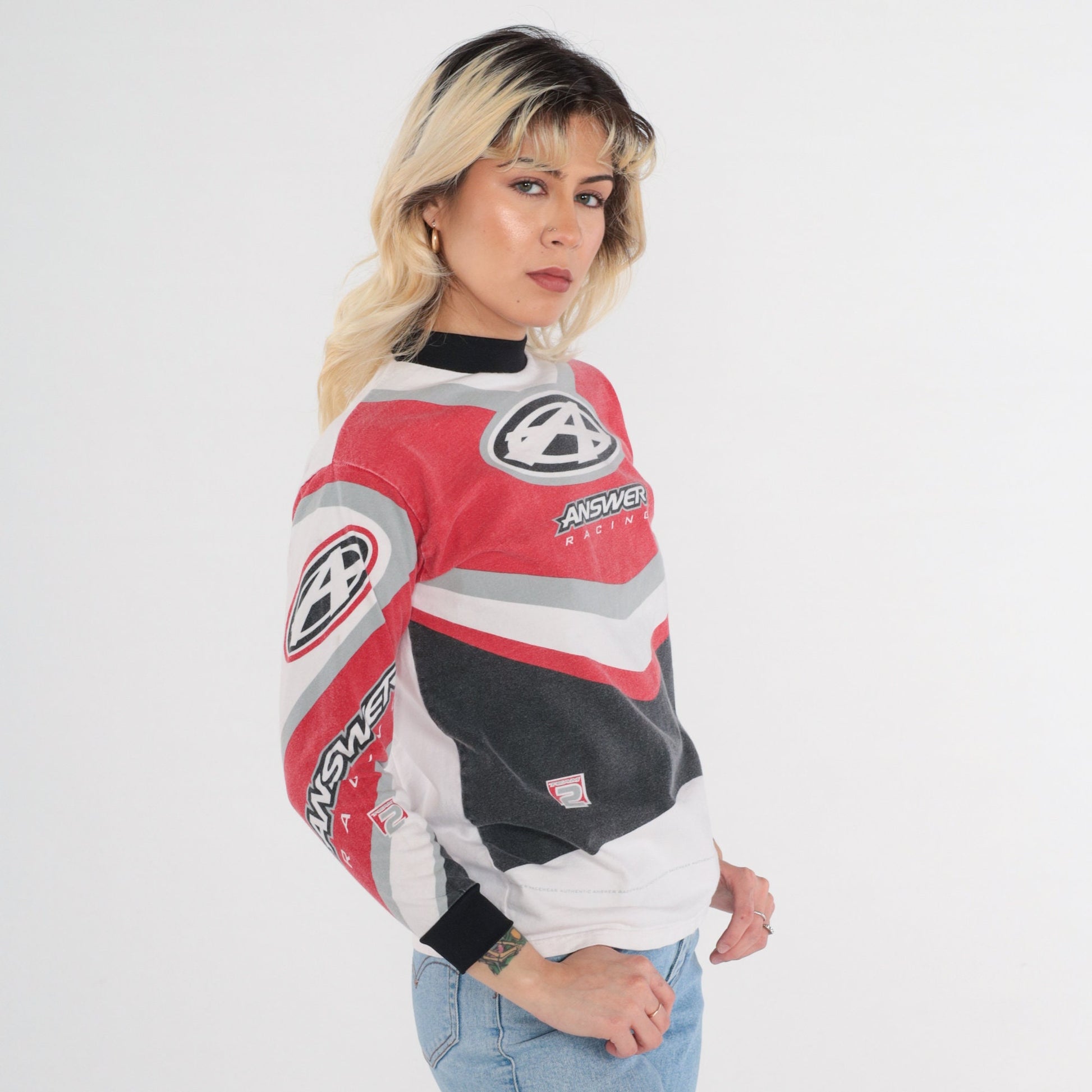 Y2K Answer Racing Motocross Long Sleeve Graphic Tee Extra Small