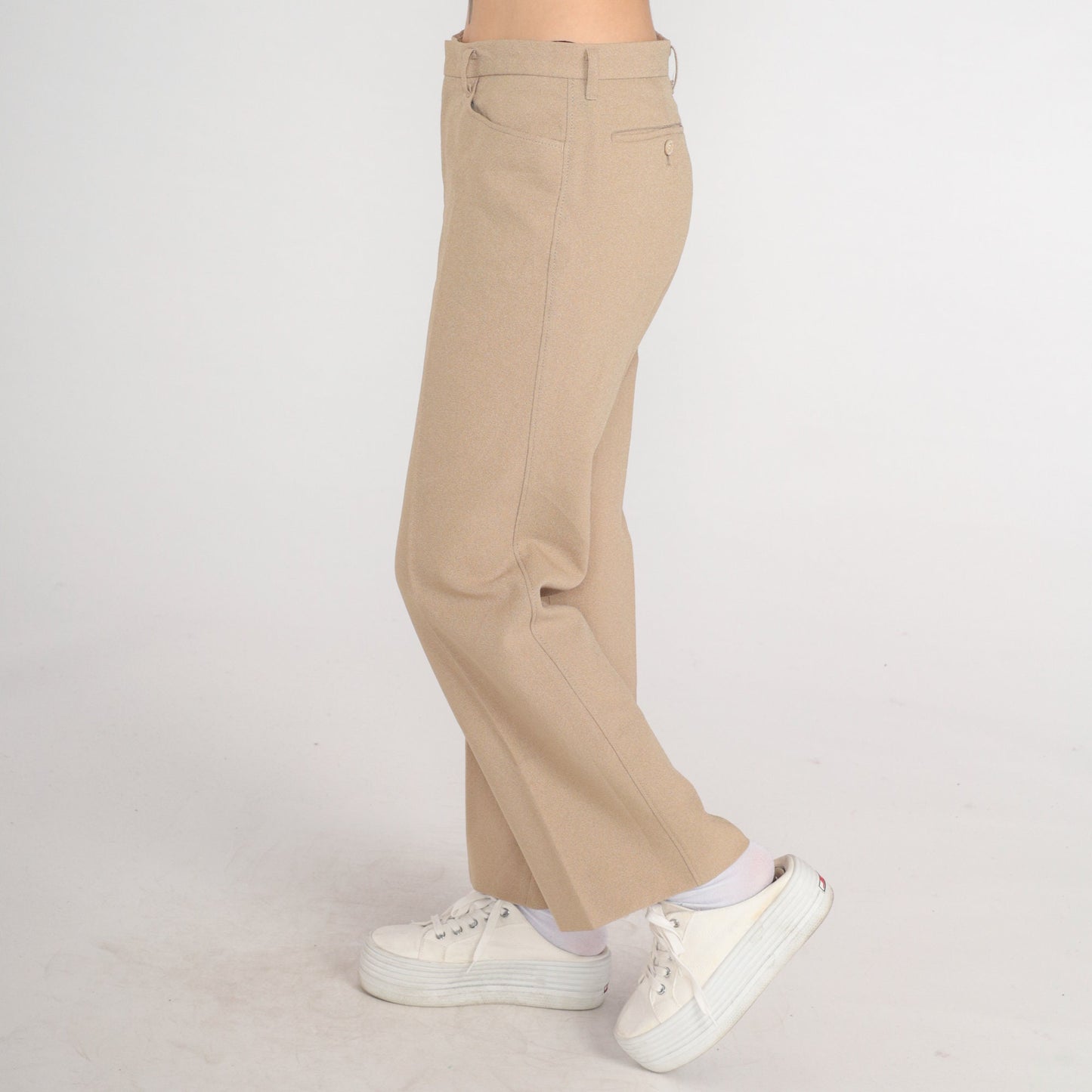 90s Tan High-Waisted Straight Leg Trousers Medium