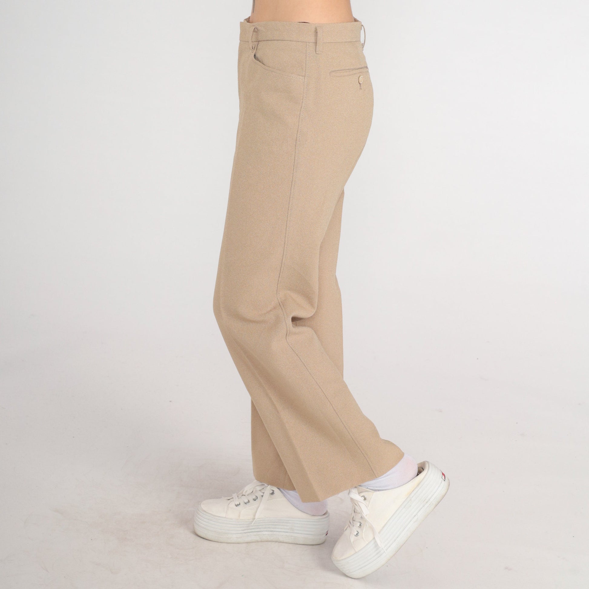 90s Tan High-Waisted Straight Leg Trousers Medium