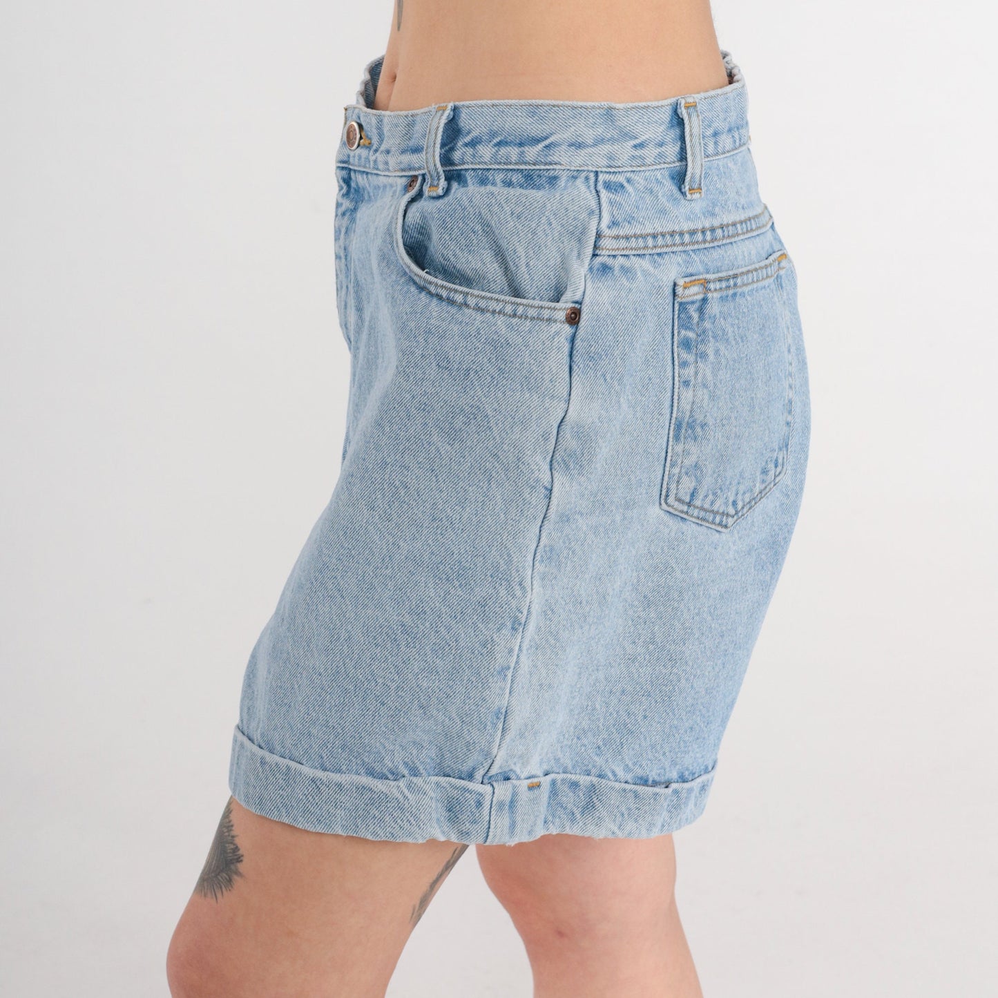 90s Sonoma Denim Shorts High Waist Cuffed Light Wash Blue Large