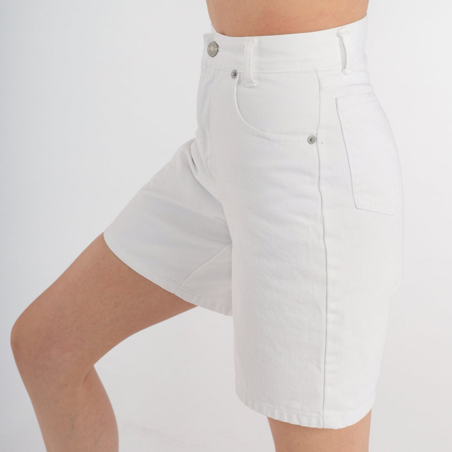 90s White Denim High-Waist Jean Shorts Cotton Extra Small XS