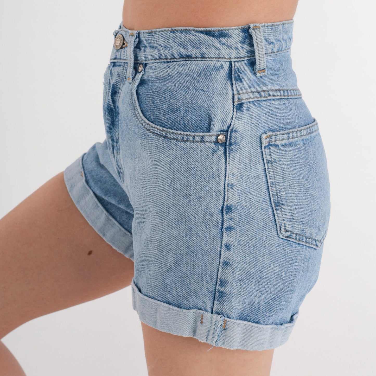 90s Anchor Blue Cuffed Denim Shorts High Waisted Blue Extra Small XS