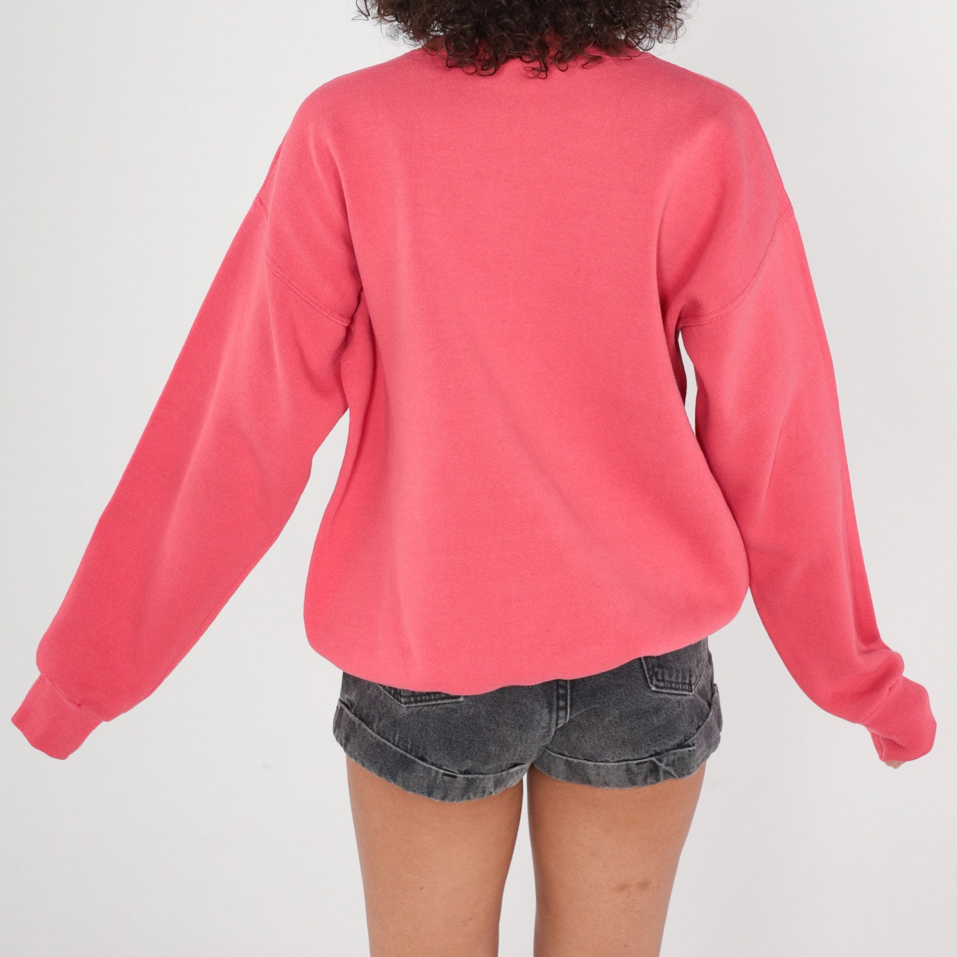 90s Pink Monogrammed A Sweatshirt Embroidered Crewneck Pullover Large L