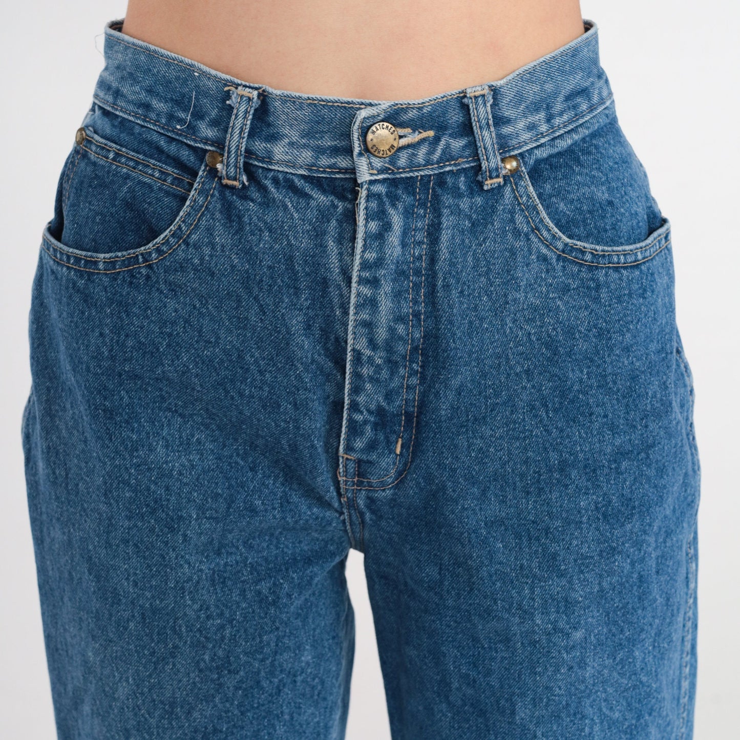 90s High-Rise Tapered Mom Jeans Blue Denim Small 26