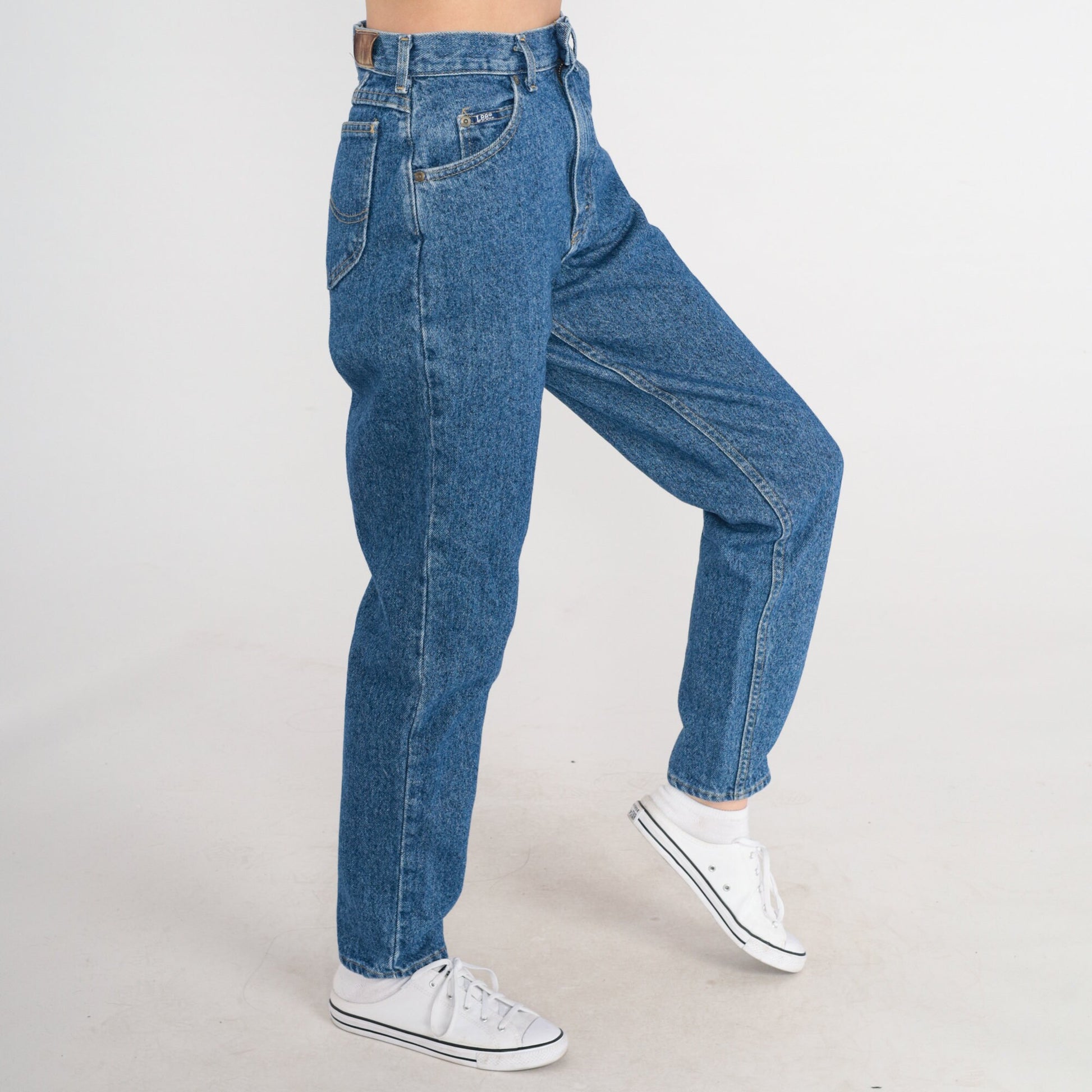 Lee Tapered High-Waist Jeans 90s Stone Wash Blue Denim Small 6