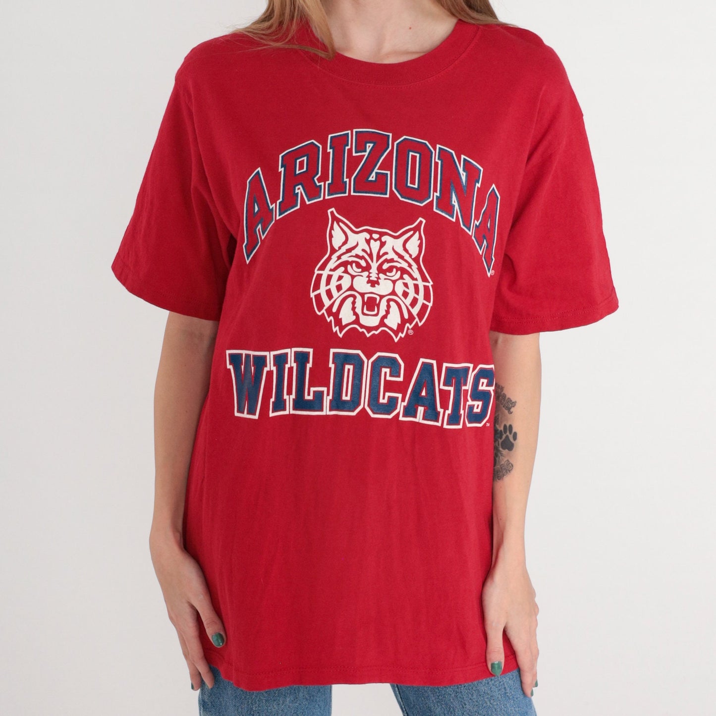 90s Arizona Wildcats University T-Shirt Red Graphic Tee Medium M