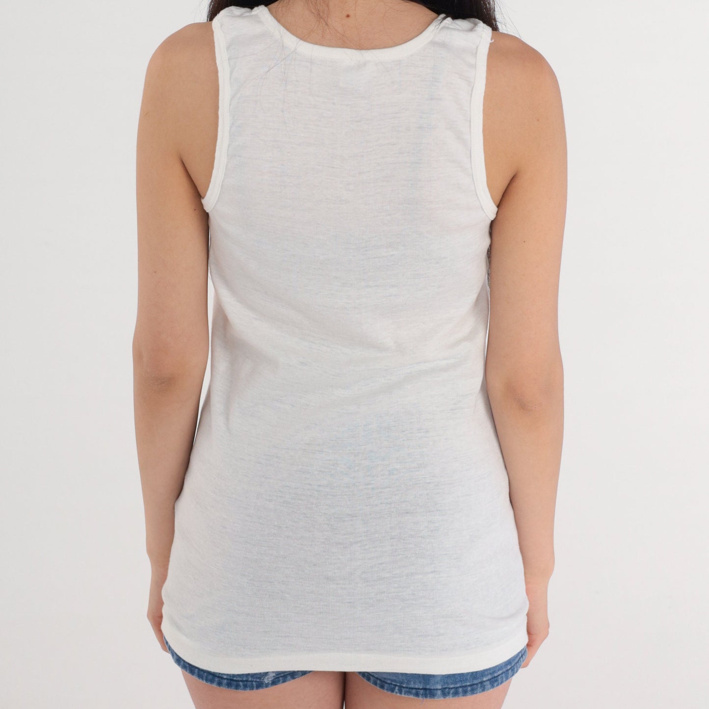 80s Jose Cuervo Tequila Tank Top Ensenada Mexico Graphic Single Stitch White XS