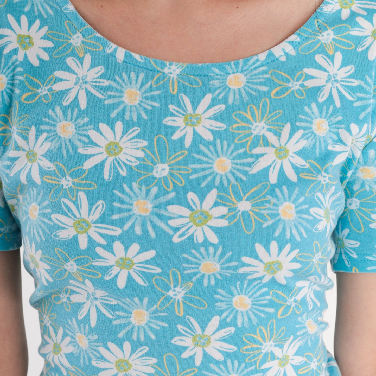 90s Bobbie Brooks Daisy Floral Mini Dress Blue High Waisted Pockets Large