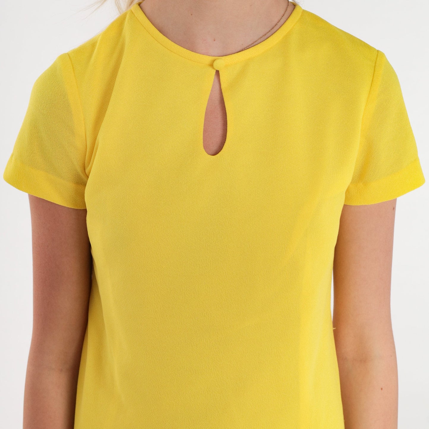 60s Lanz Original Yellow Keyhole Shift Mini Dress Small