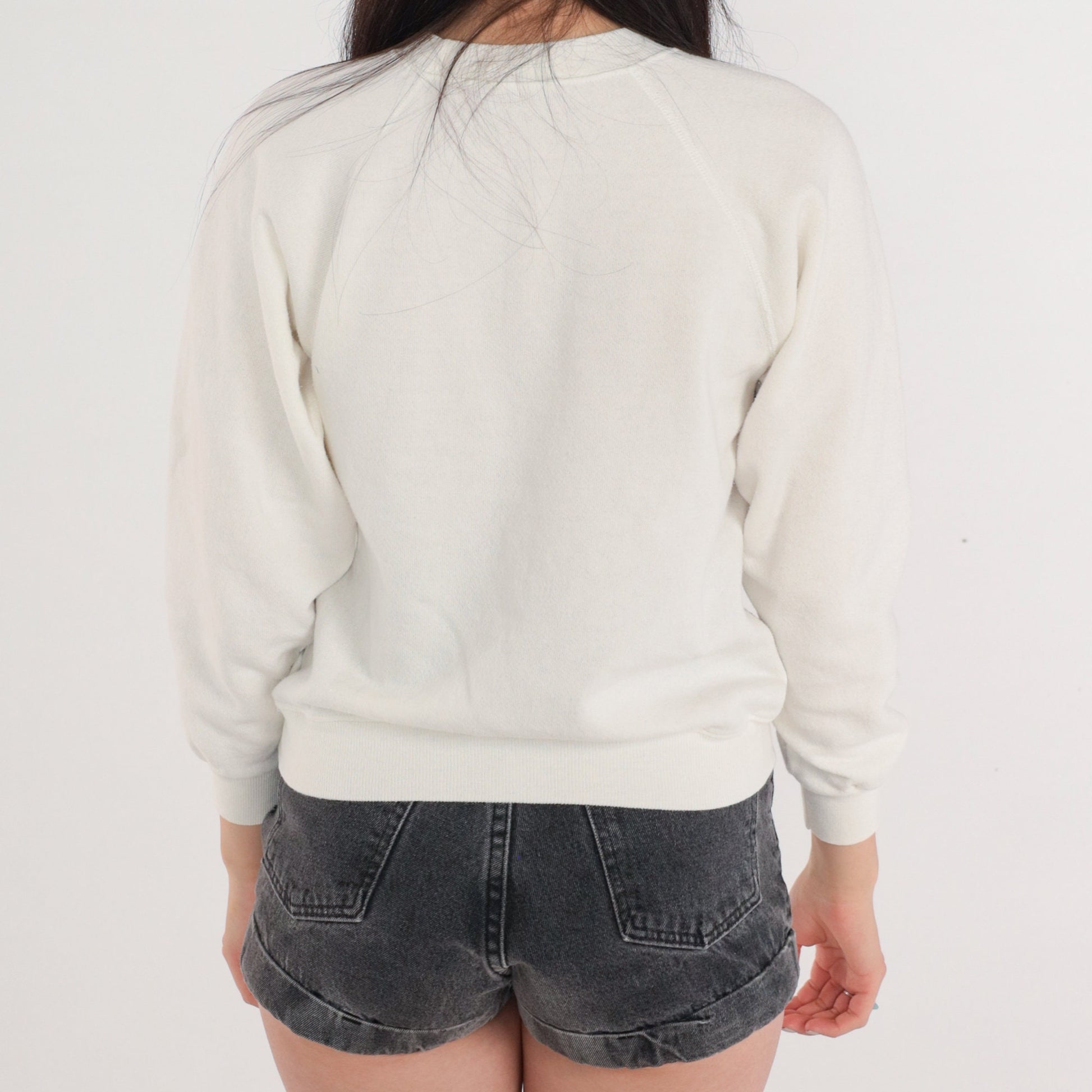 90s Hard Rock Cafe Houston Raglan Sweatshirt White Graphic Pullover Small