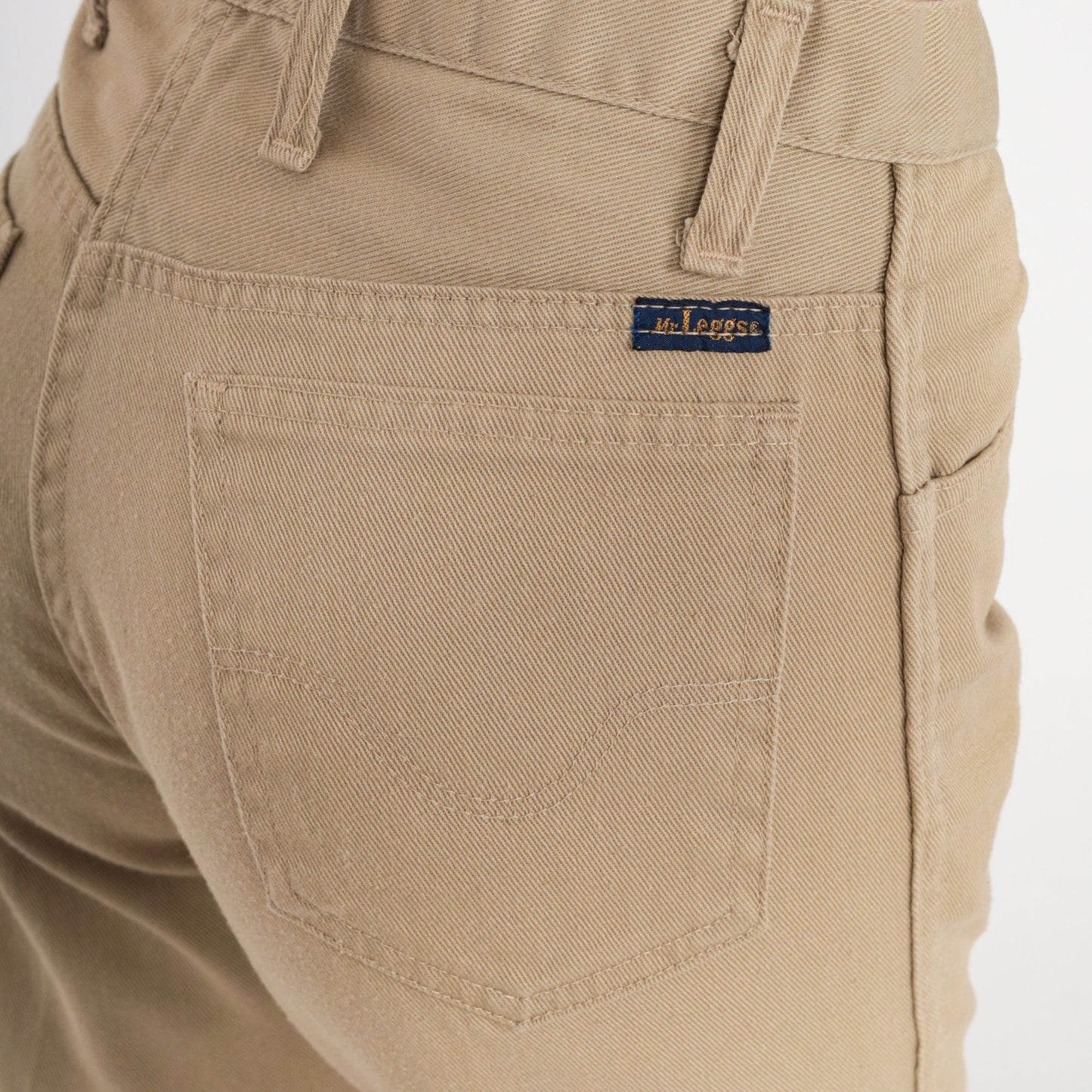 70s Mr. Leggs Khaki Flared Trousers Mid Rise Bell Bottoms Small