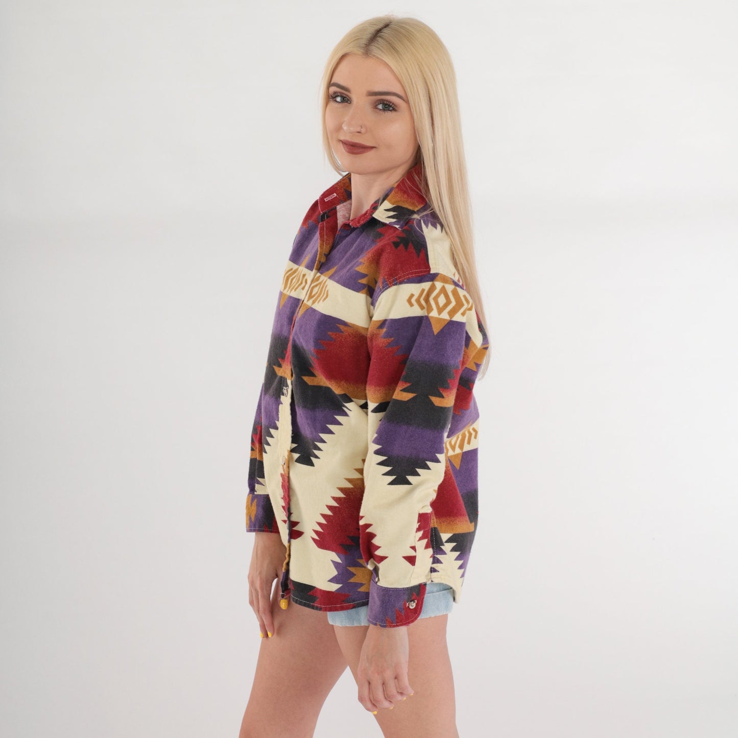 Y2K Cabela's Southwestern Print Cotton Button-Up Blouse Medium