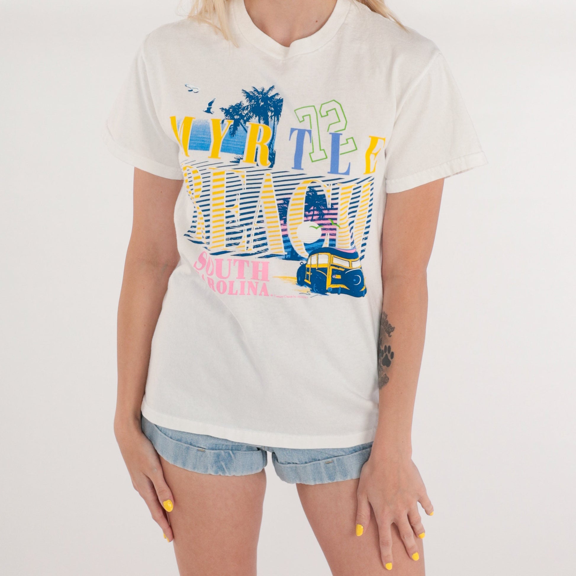 90s Myrtle Beach South Carolina Graphic Tee White Cotton Small