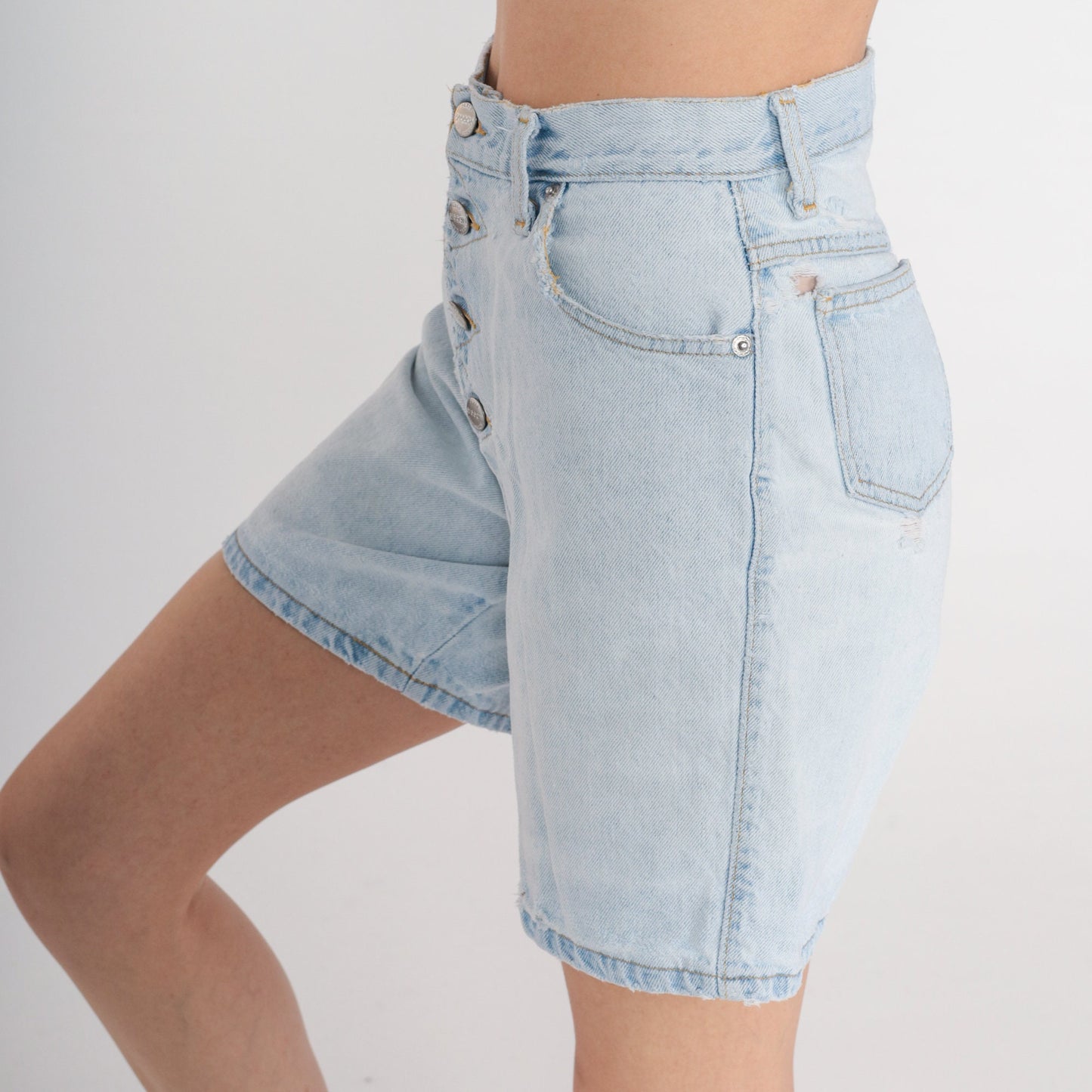 Sasson 90s Blue Denim Shorts High Waisted Button Fly Extra Small XS