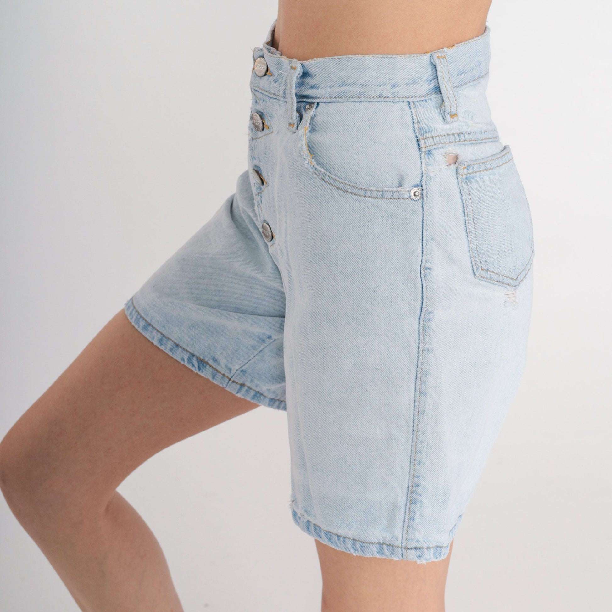 Sasson 90s Blue Denim Shorts High Waisted Button Fly Extra Small XS