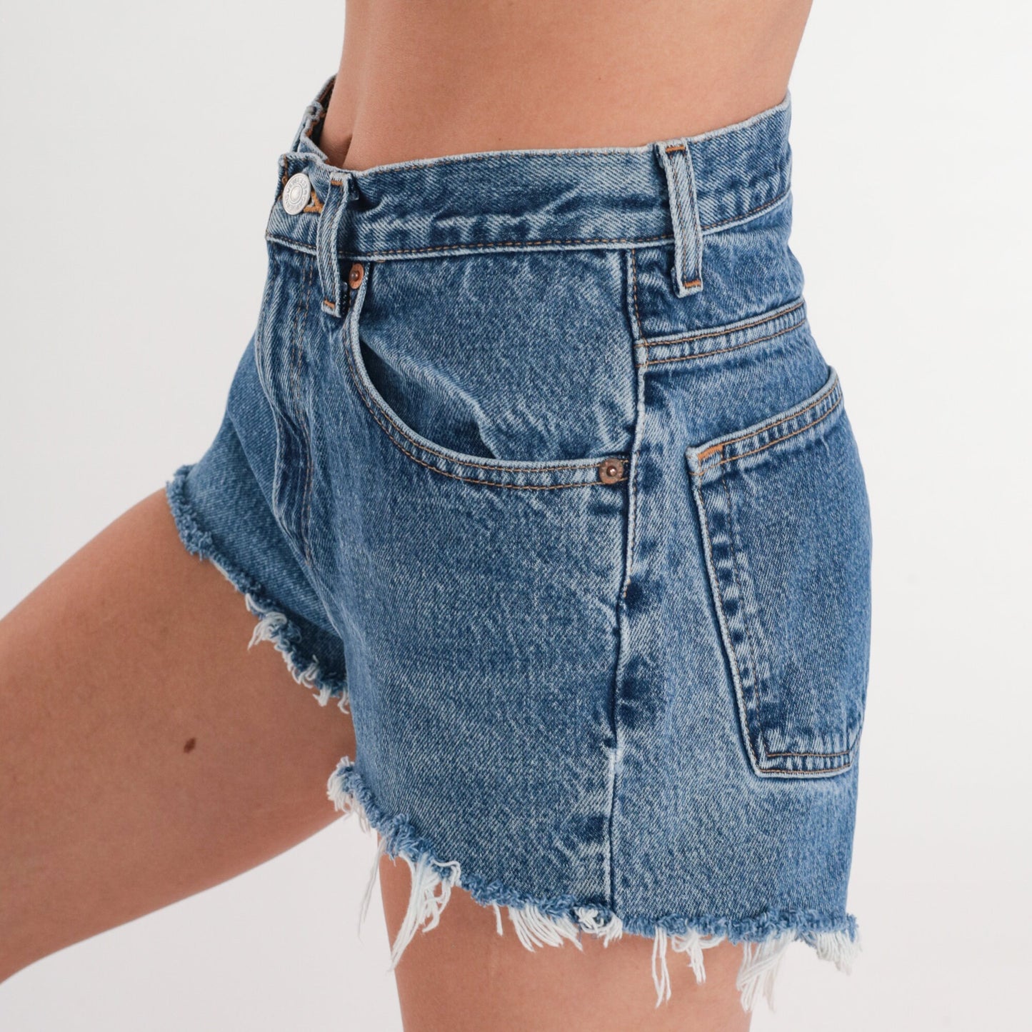 90s Gap Denim Cutoff Shorts Blue Mid Rise Frayed XS