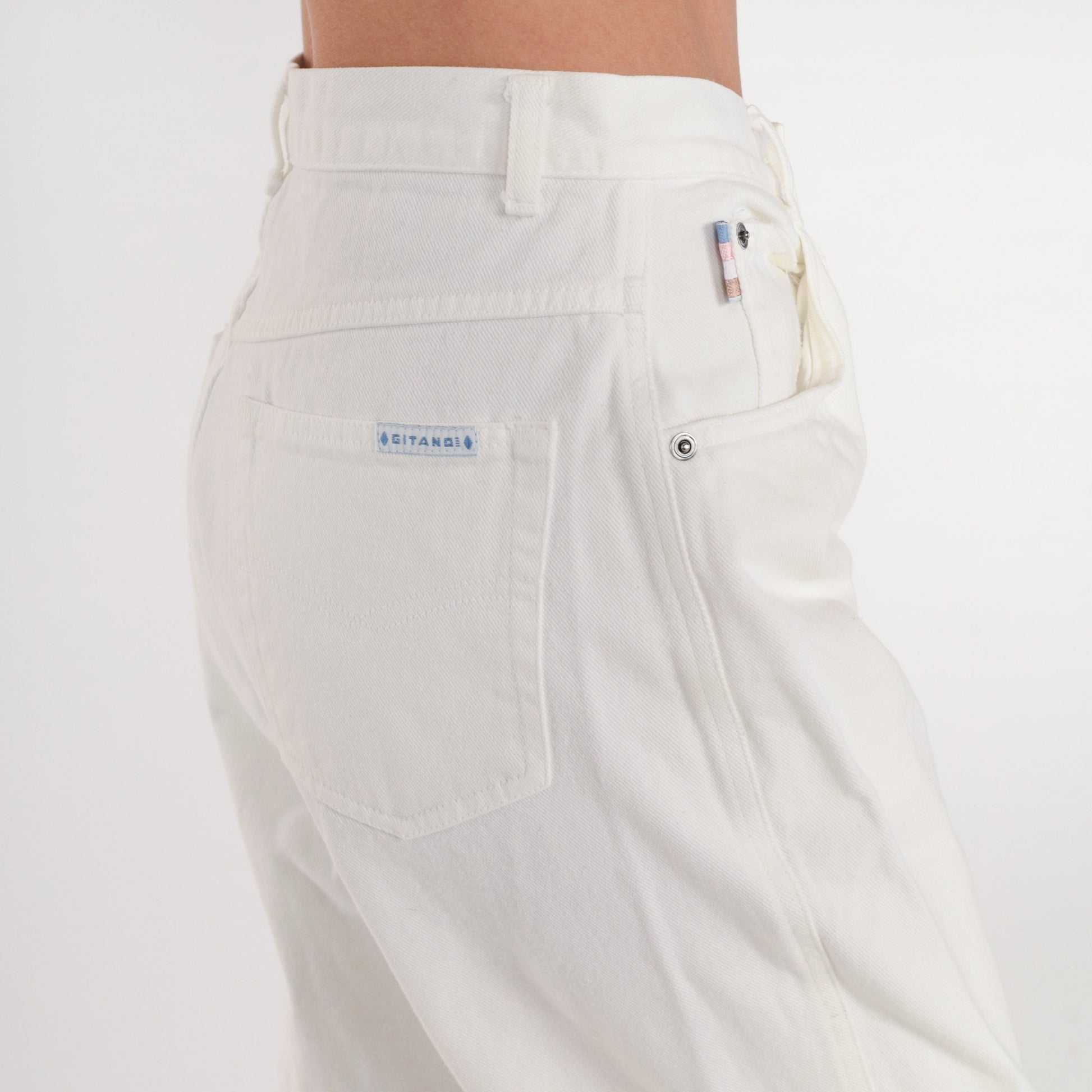 90s Gitano White Denim Jeans Frog Patch High Waist Straight Leg Small