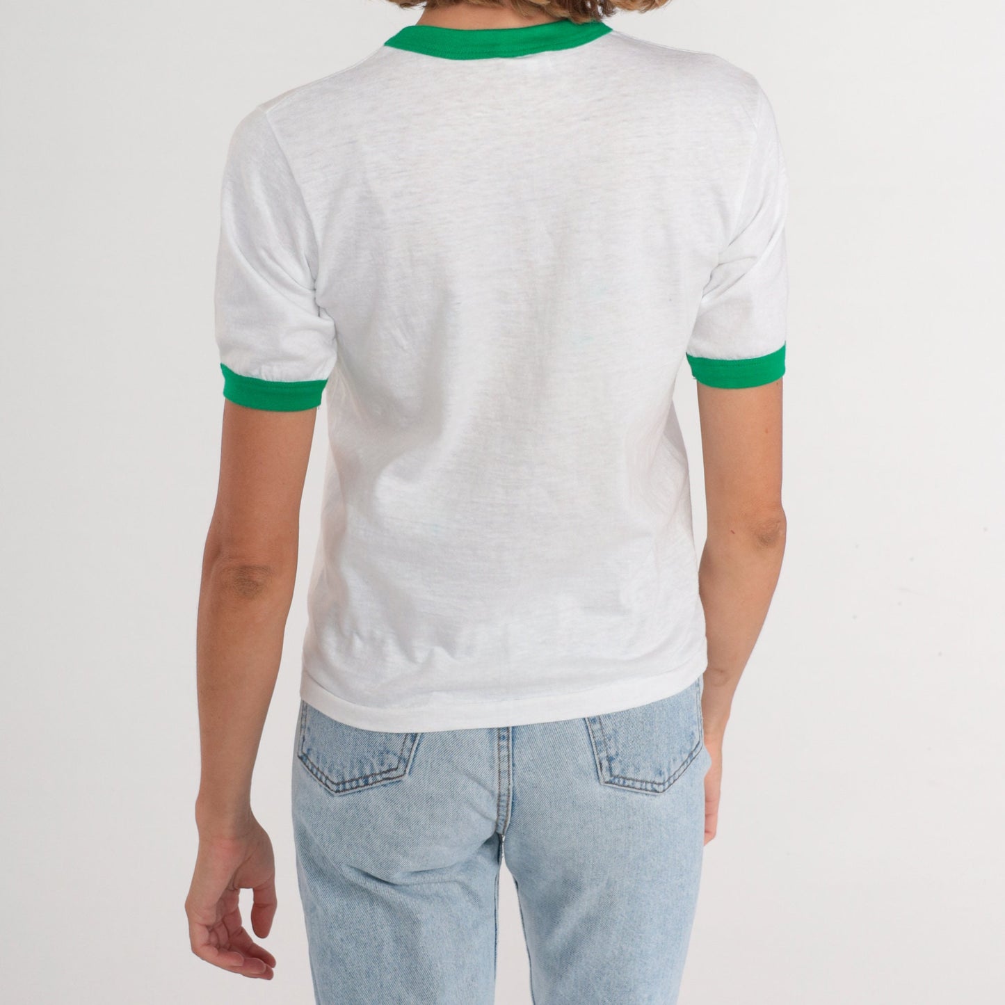 80s Stoneridge is Better Ringer Tee White Green Graphic T-Shirt Extra Small