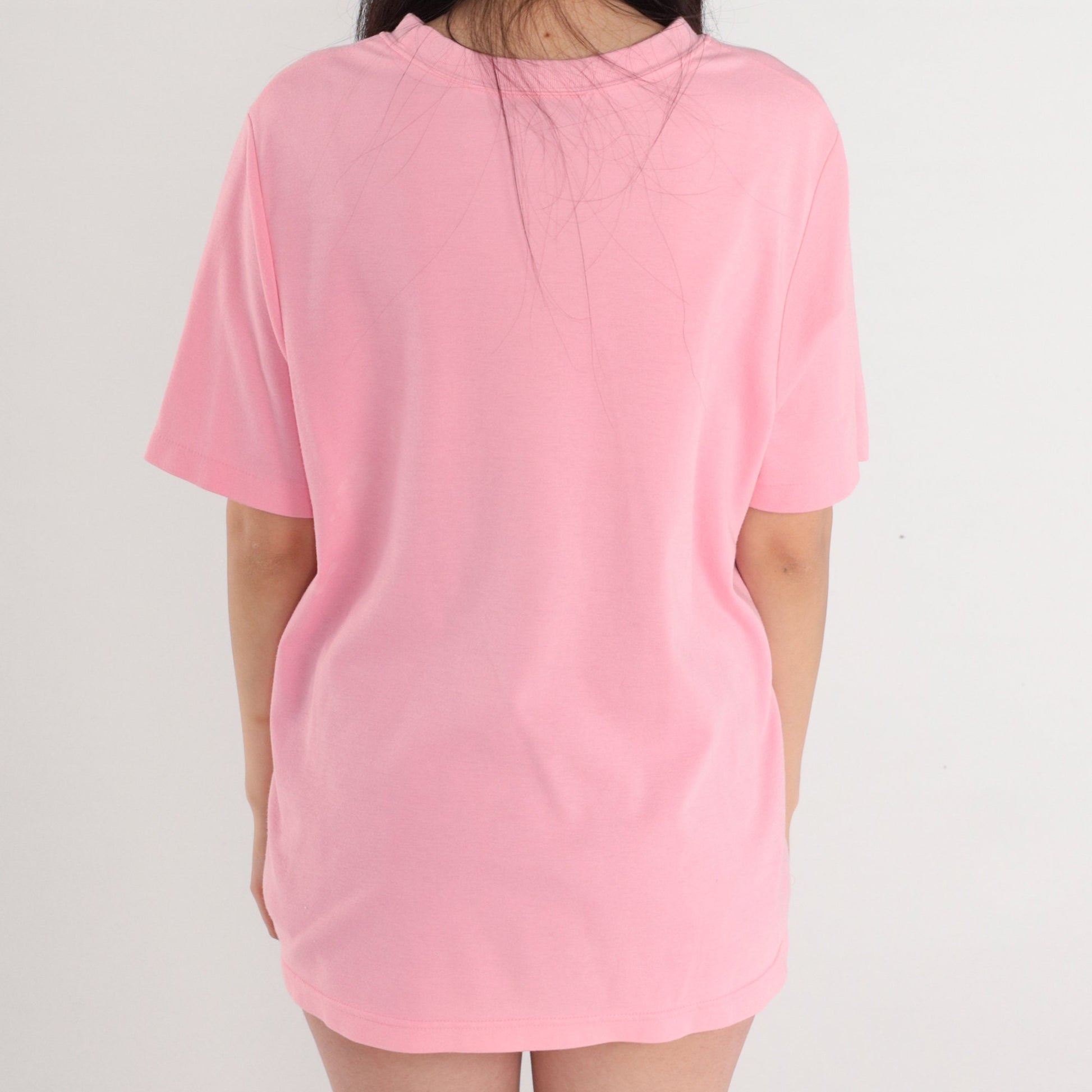 90s Pink Pocket T-Shirt Cotton Blend Vintage Large L