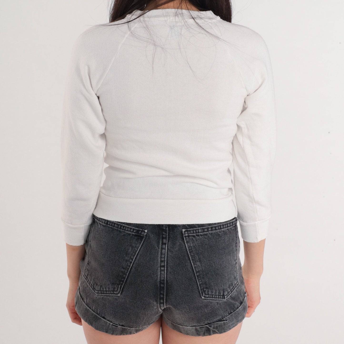 90s Jerzees Cowgirl Cartoon Graphic Sweatshirt White Raglan XXS