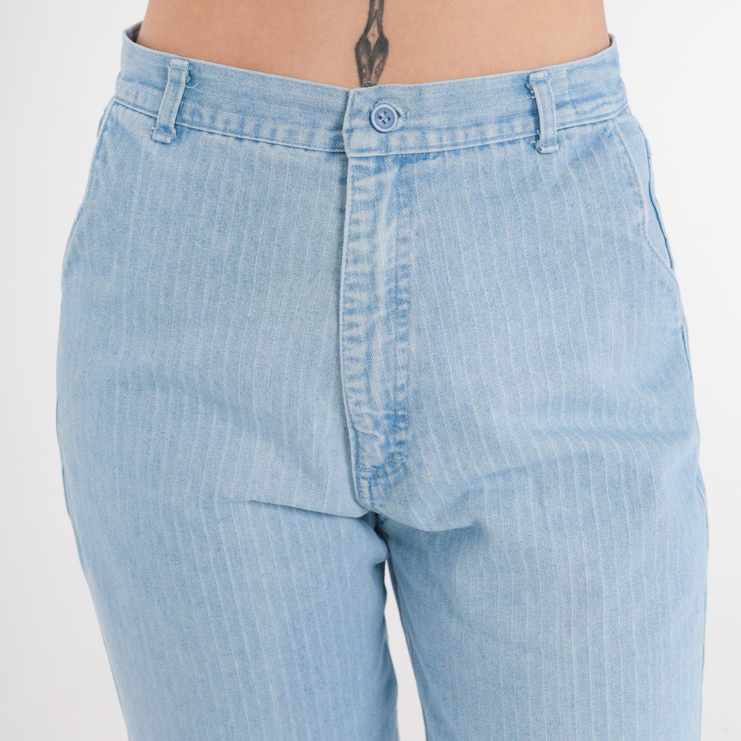 70s Panhandle Slim Striped High-Rise Jeans Blue Denim Straight Leg Medium 29