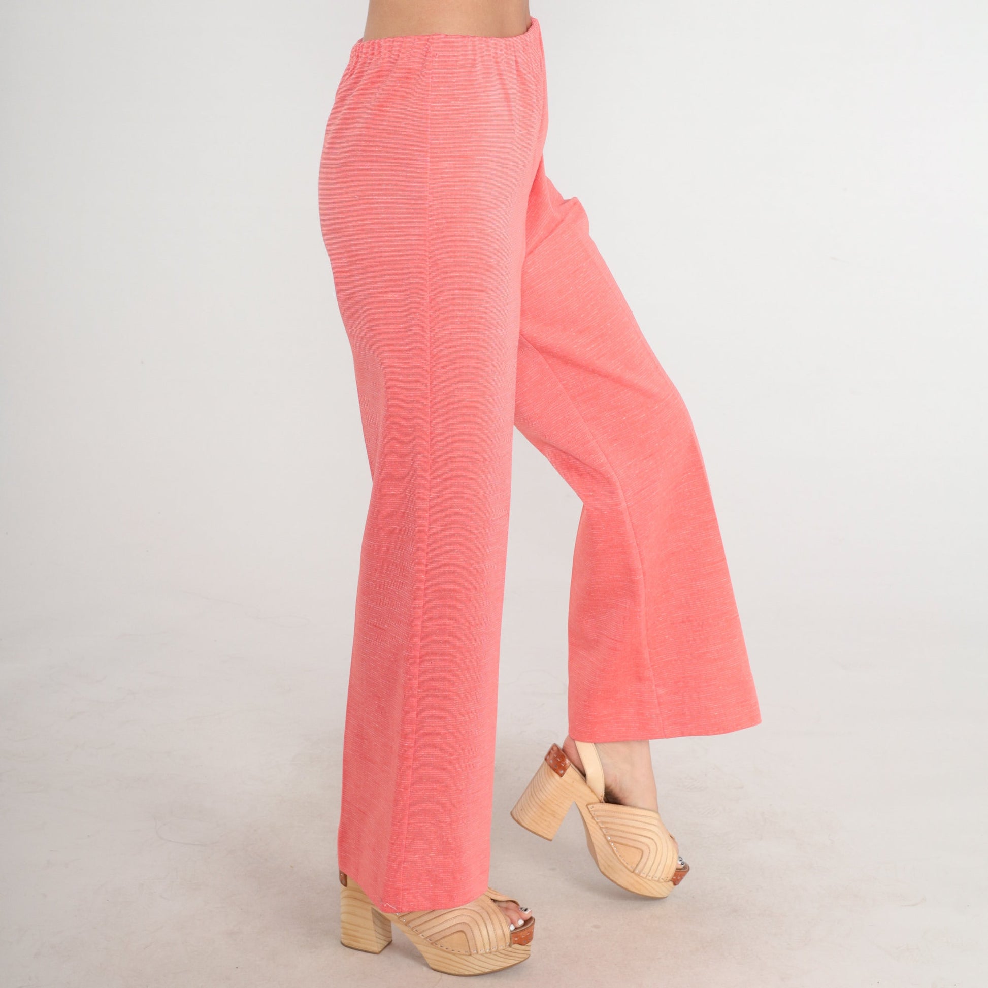 70s Pink High-Waist Bell Bottom Trousers Medium M