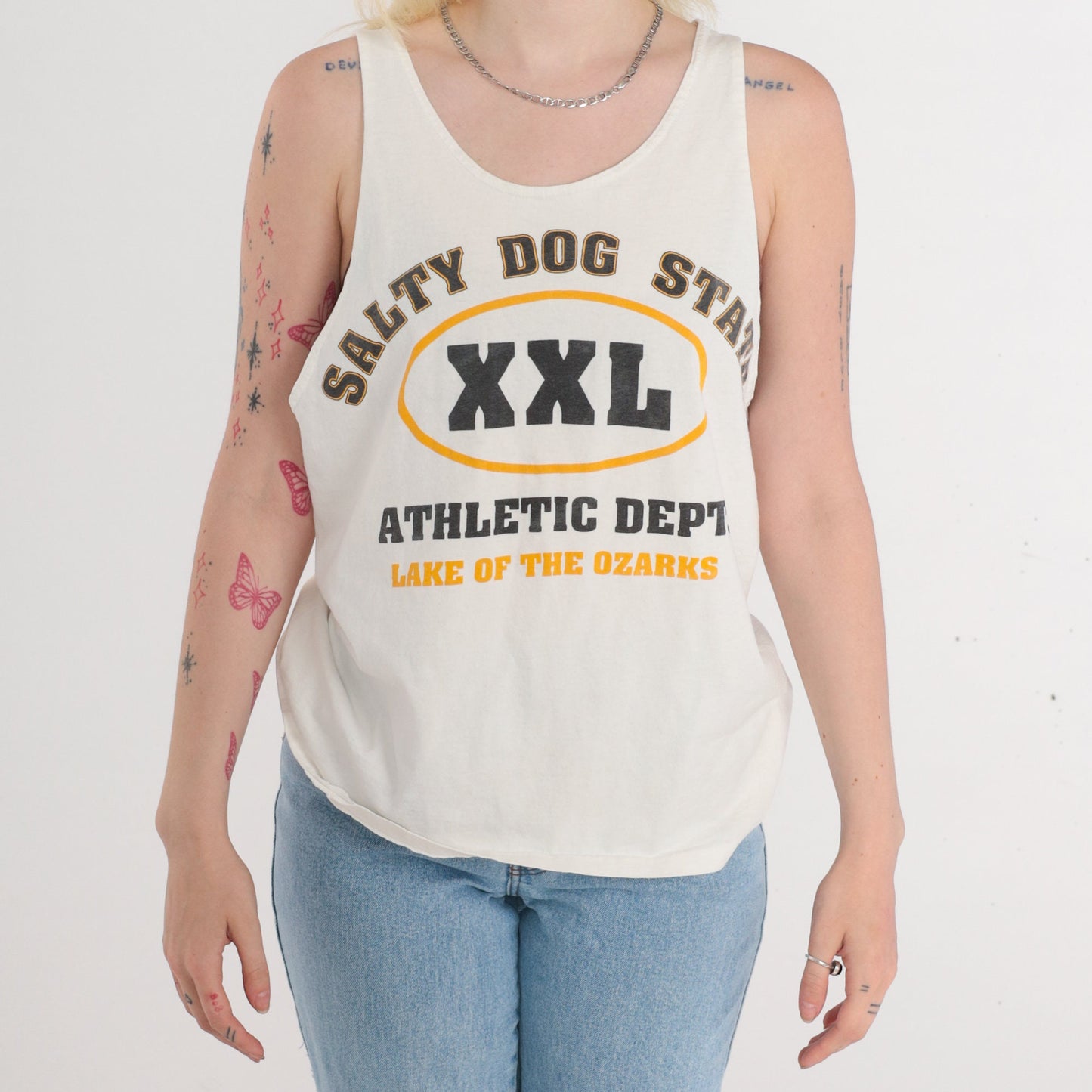 90s Salty Dog State Lake of the Ozarks Graphic Tank Top Cotton Medium