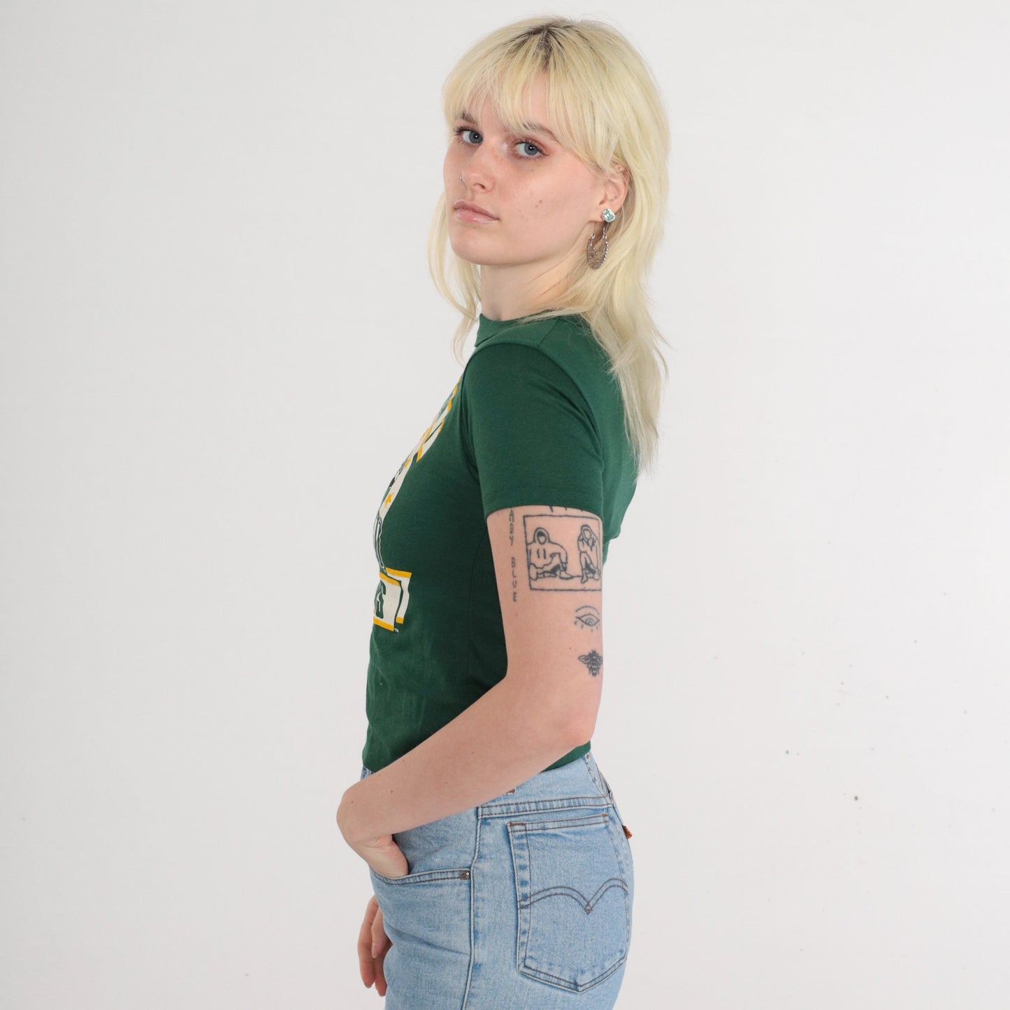 80s Green Bay Packers NFL Graphic T-Shirt New Old Stock Green Extra Small