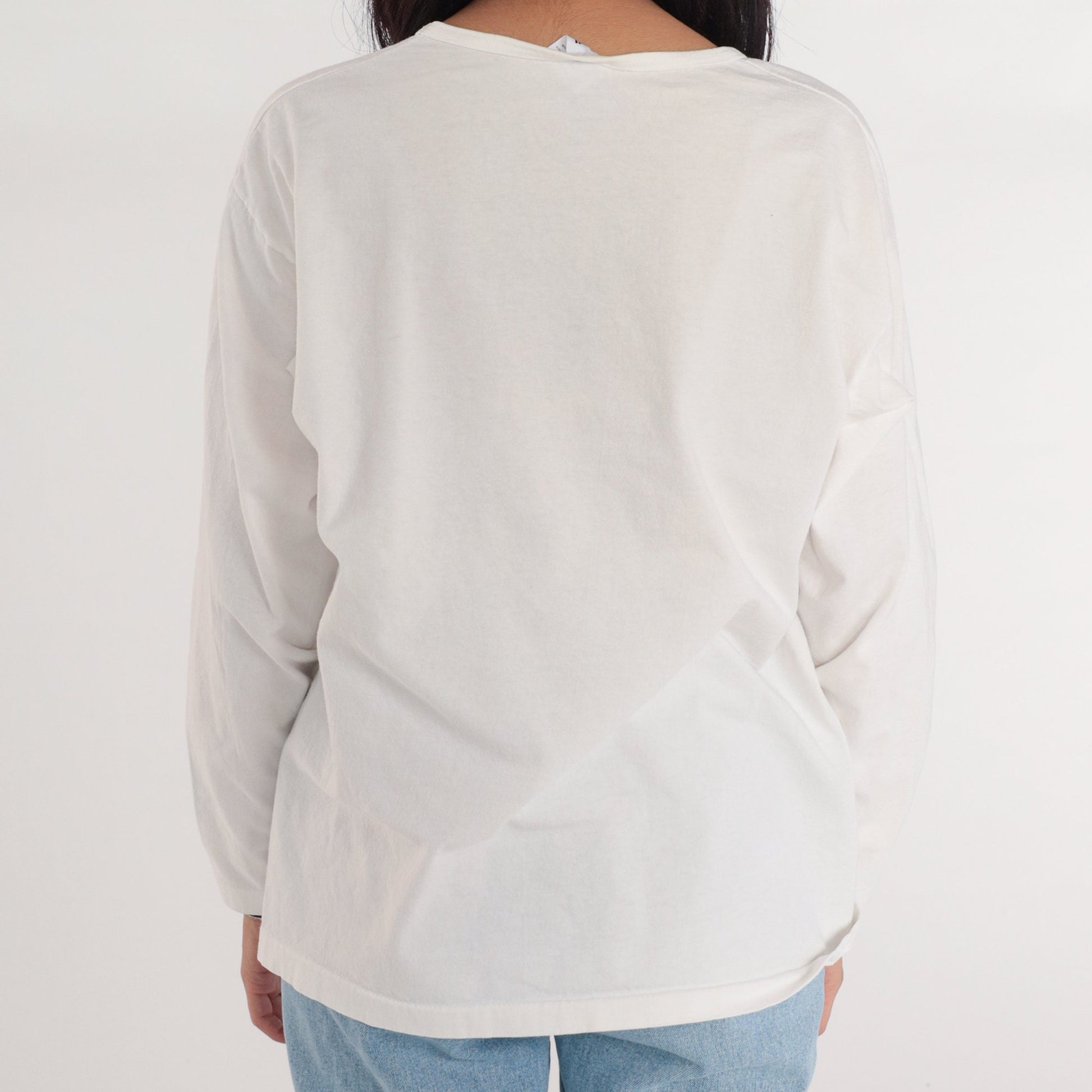 90s Telluride Hummingbird Columbine Graphic Long Sleeve Tee White Large L