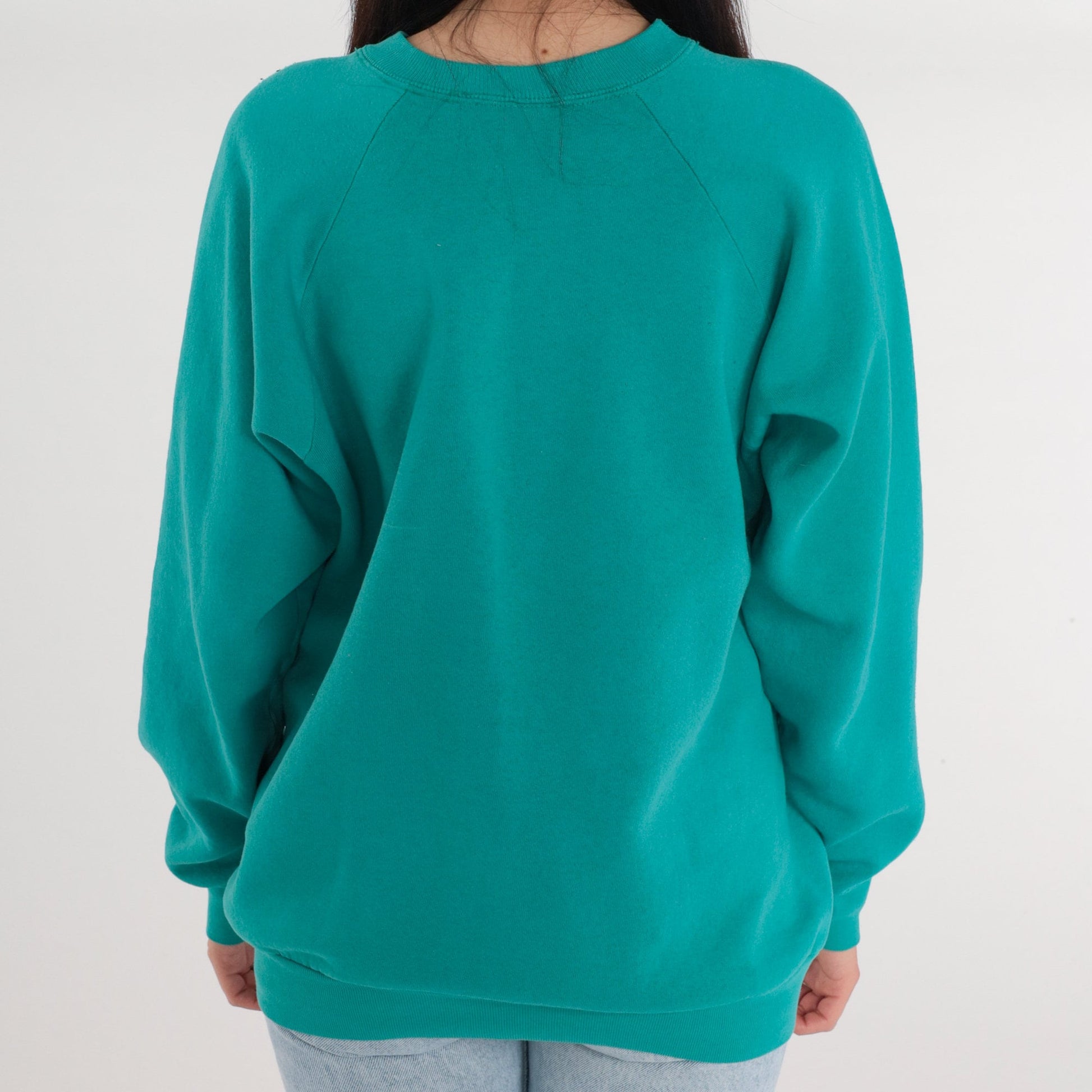 90s Wyoming Snowflake Graphic Sweatshirt Teal Raglan Crewneck Extra Large XXL