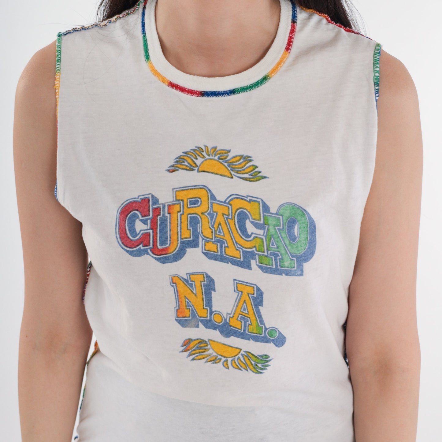 80s Curaçao Netherlands Islands Graphic Tank Top Small S