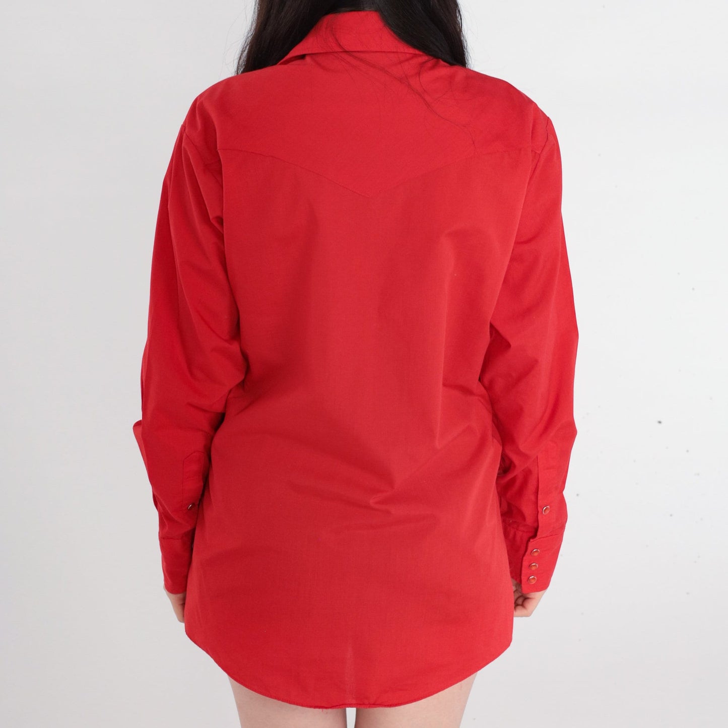80s Ely Cattleman Western Pearl Snap Shirt Red Long Sleeve Men's Medium