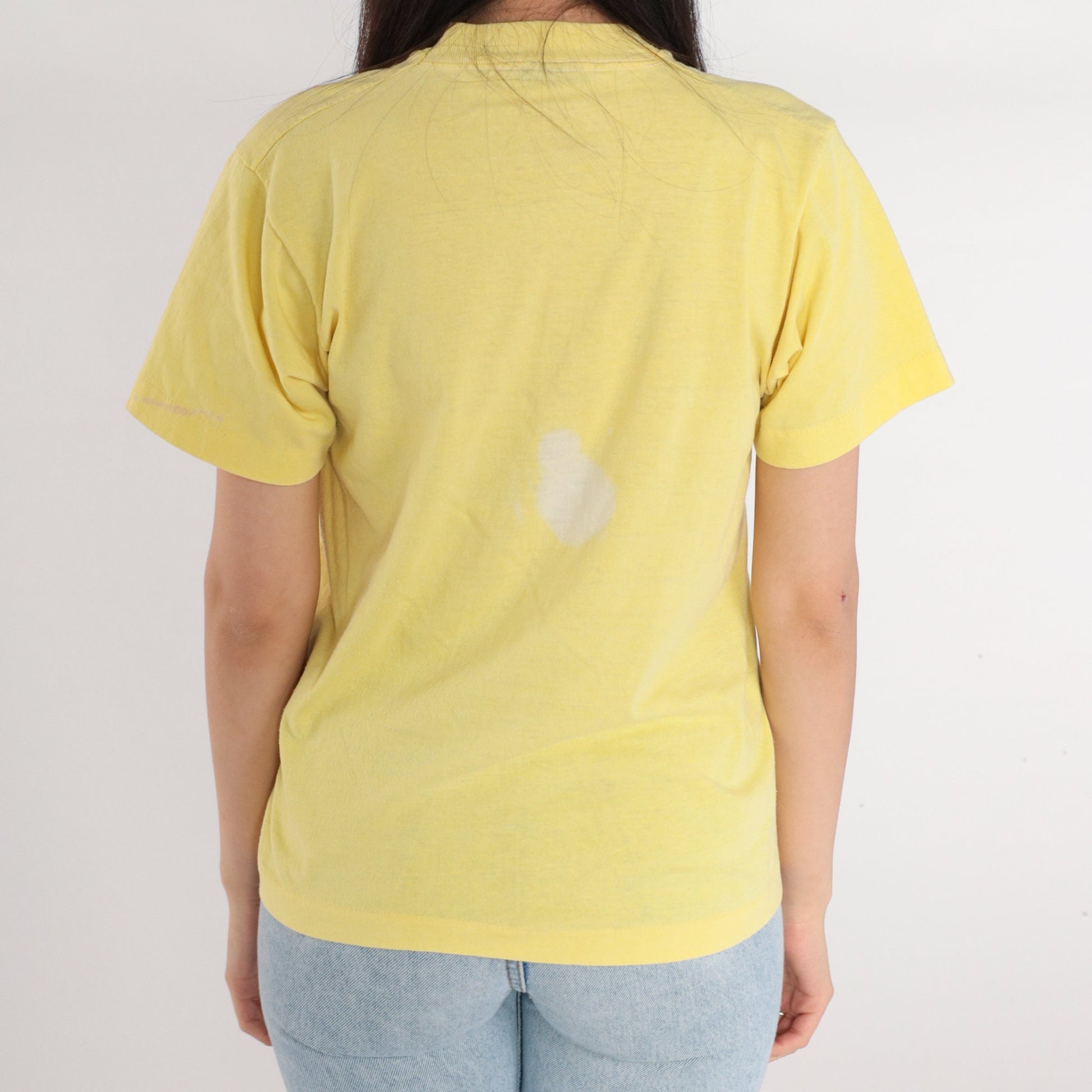 90s KCME 88.1 Radio Station Yellow Graphic T-Shirt Single Stitch Medium M