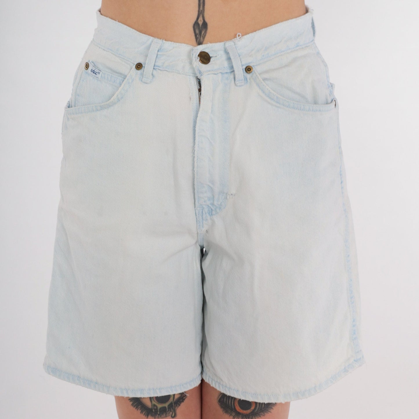 90s Light Wash Denim Shorts High Rise Stone Wash Jean Shorts Small