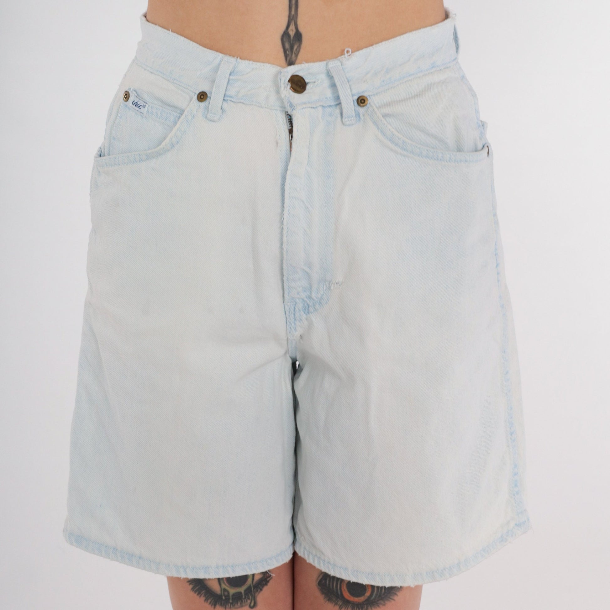 90s Light Wash Denim Shorts High Rise Stone Wash Jean Shorts Small