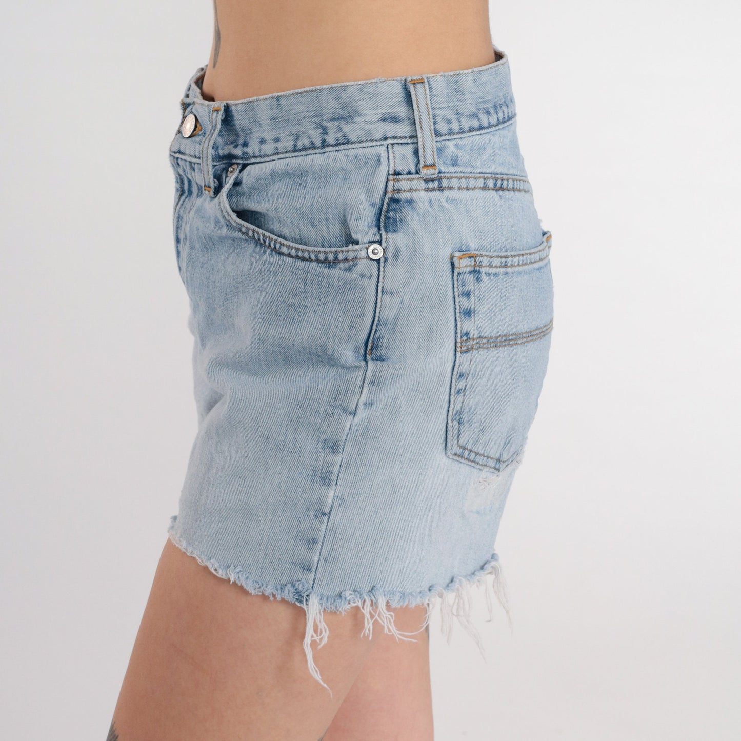Y2K Express Blues Jean Shorts Mid Rise Denim Cutoff Medium 9