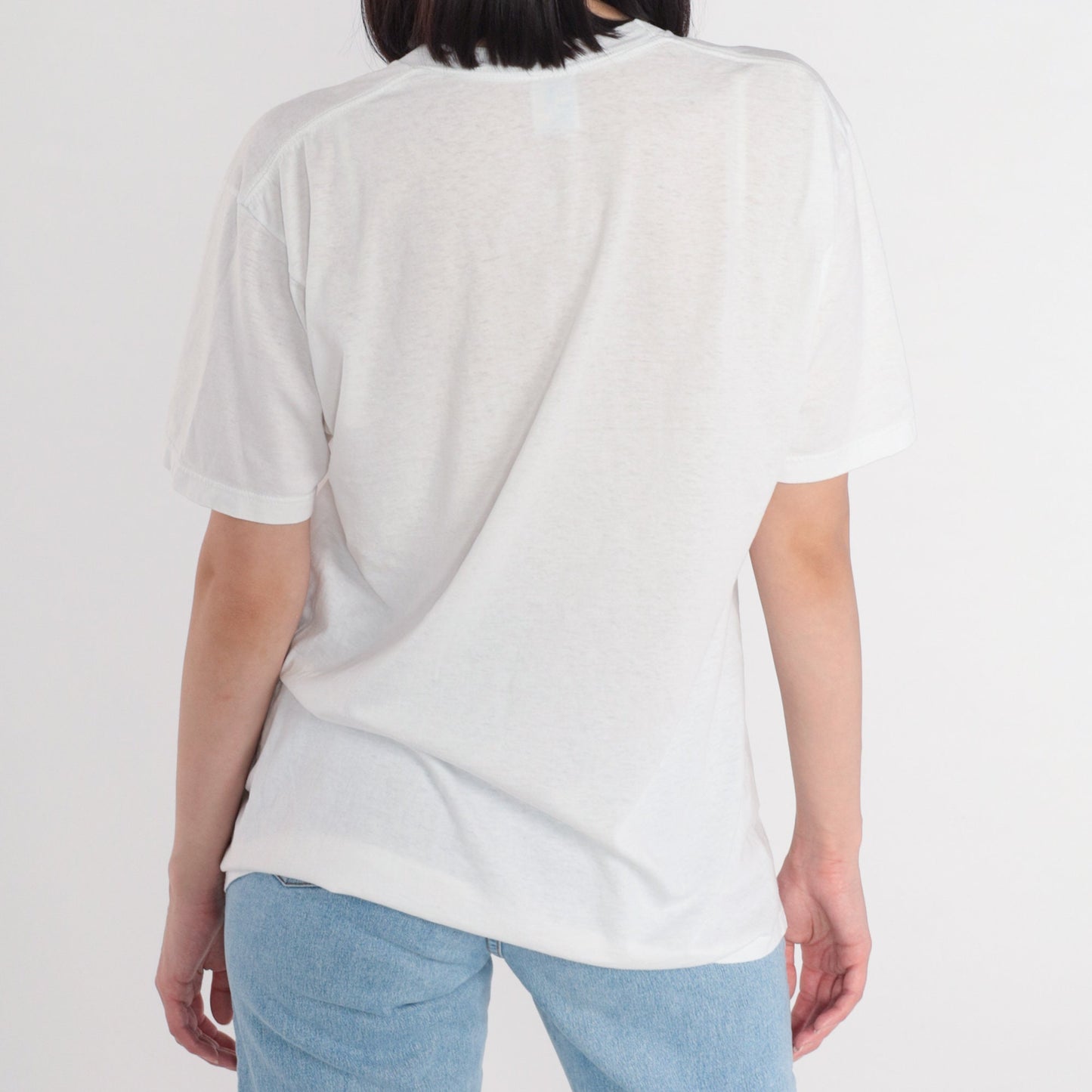 90s Jerzees Plain White Crewneck T-Shirt Cotton Blend Large L