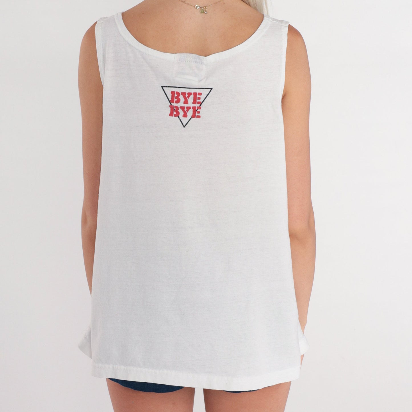 90s Bonaire Scuba Diving Flag Tank Top White Graphic Tee Large L