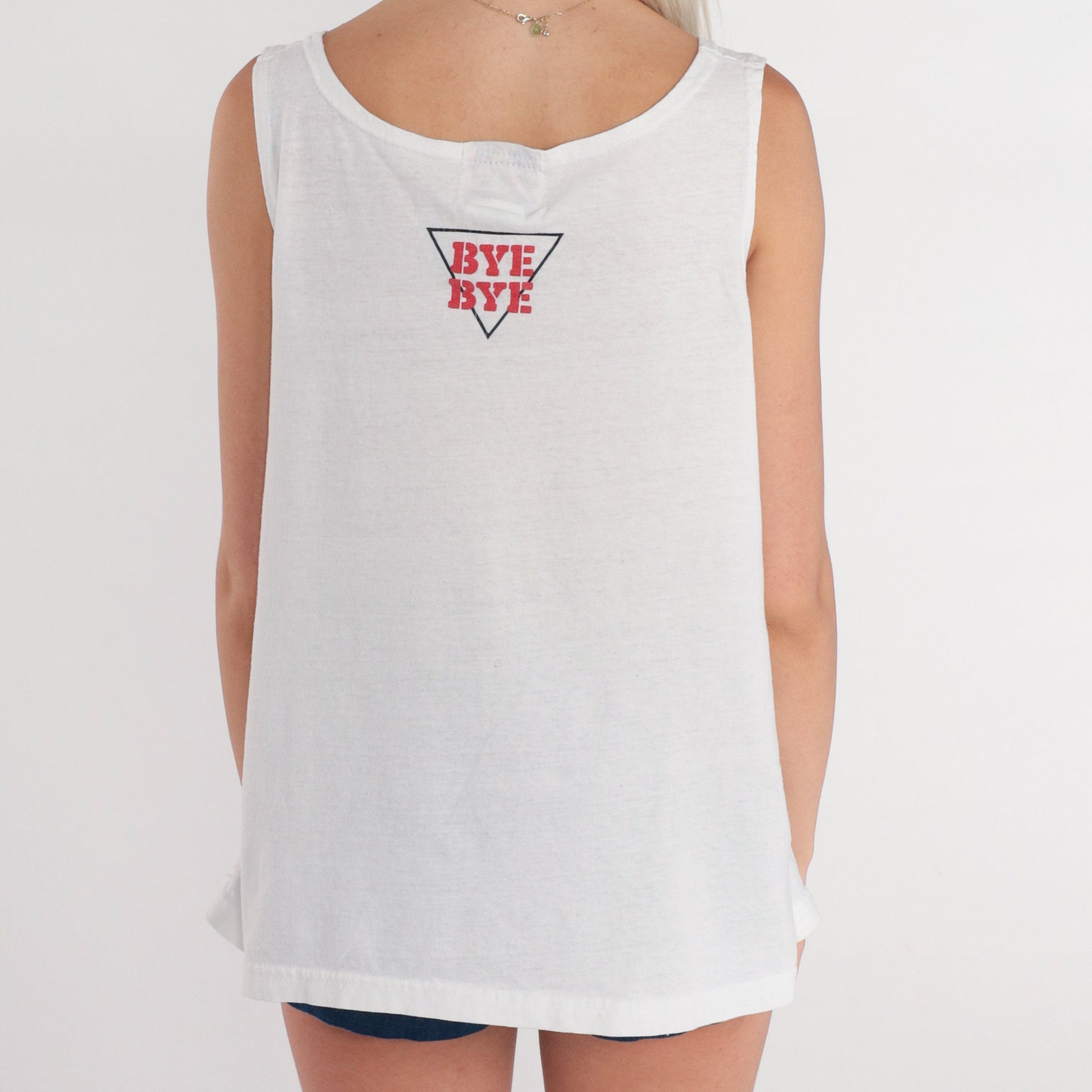 90s Bonaire Scuba Diving Flag Tank Top White Graphic Tee Large L