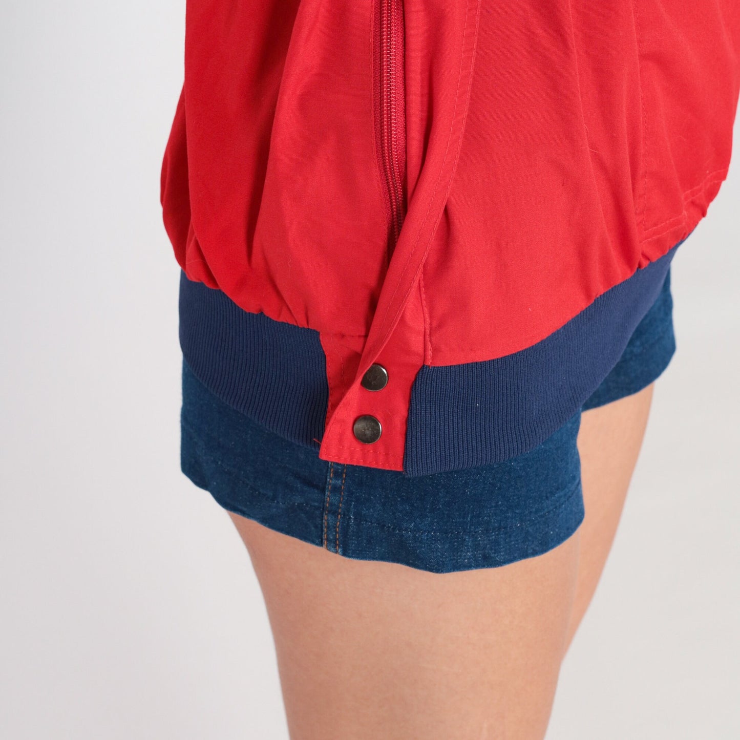 80s Compass Point Color Block Windbreaker Red Blue Quarter Zip Raglan Extra Small