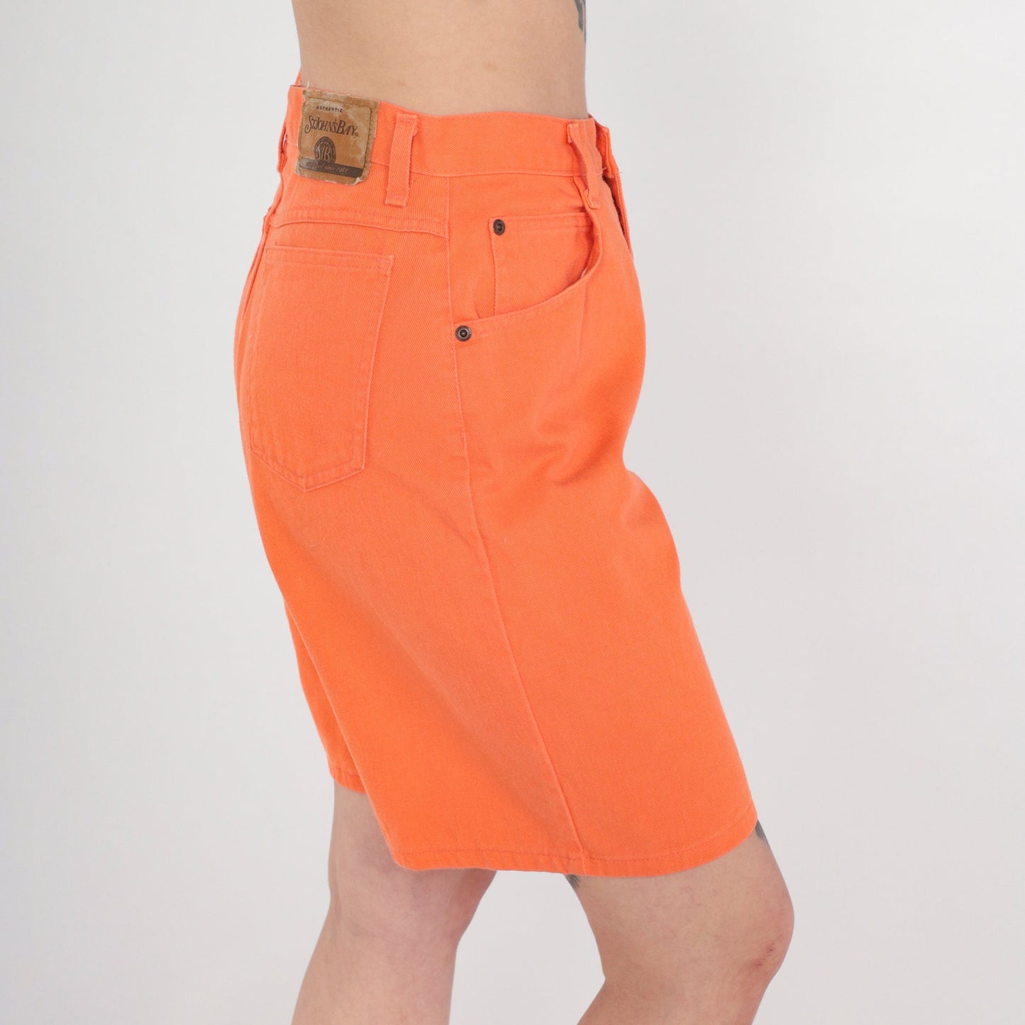 Y2K Orange High-Waisted Jean Shorts St Johns Bay Cotton Denim Size 12