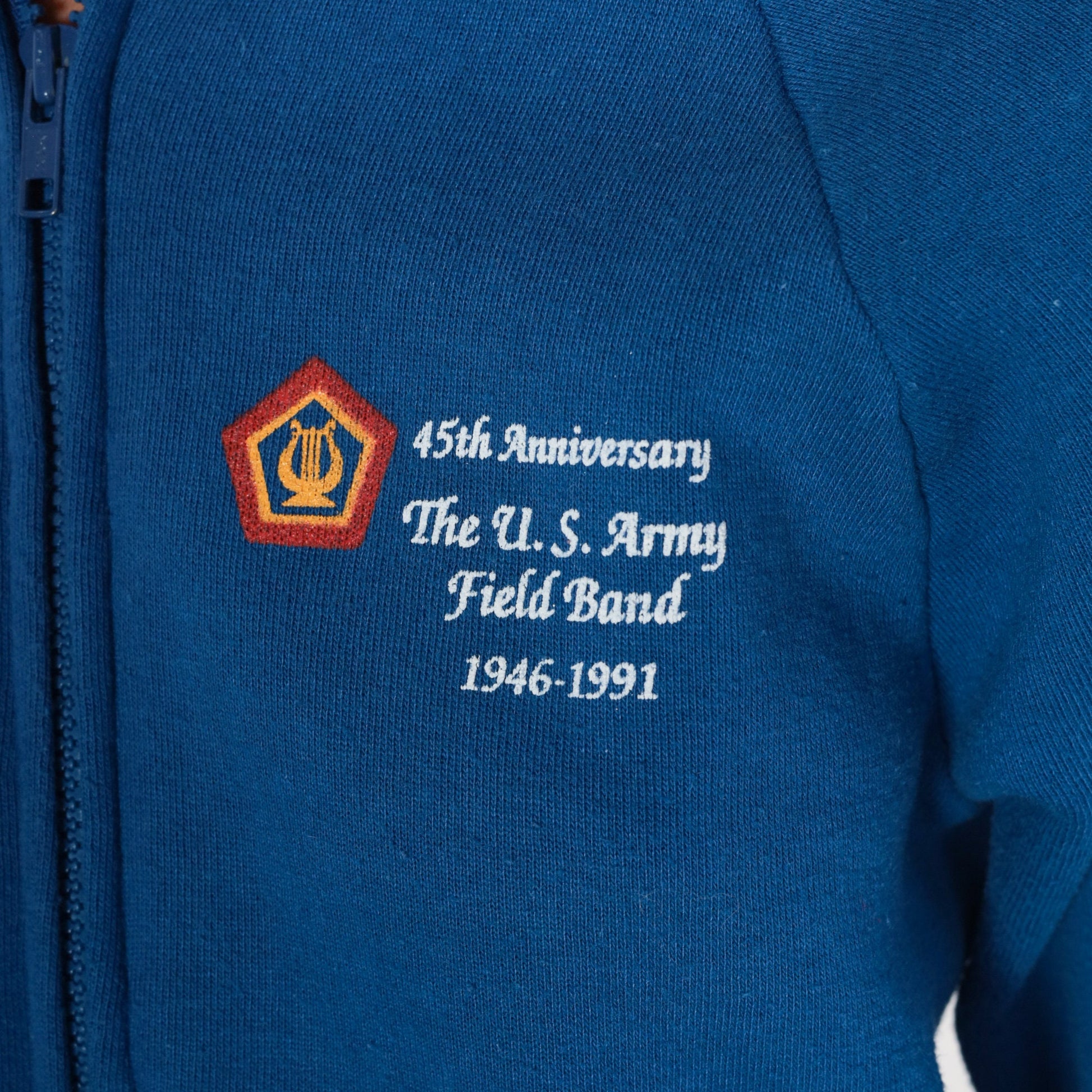 80s US Army Field Band 45th Anniversary Zip Sweatshirt Blue Raglan Small