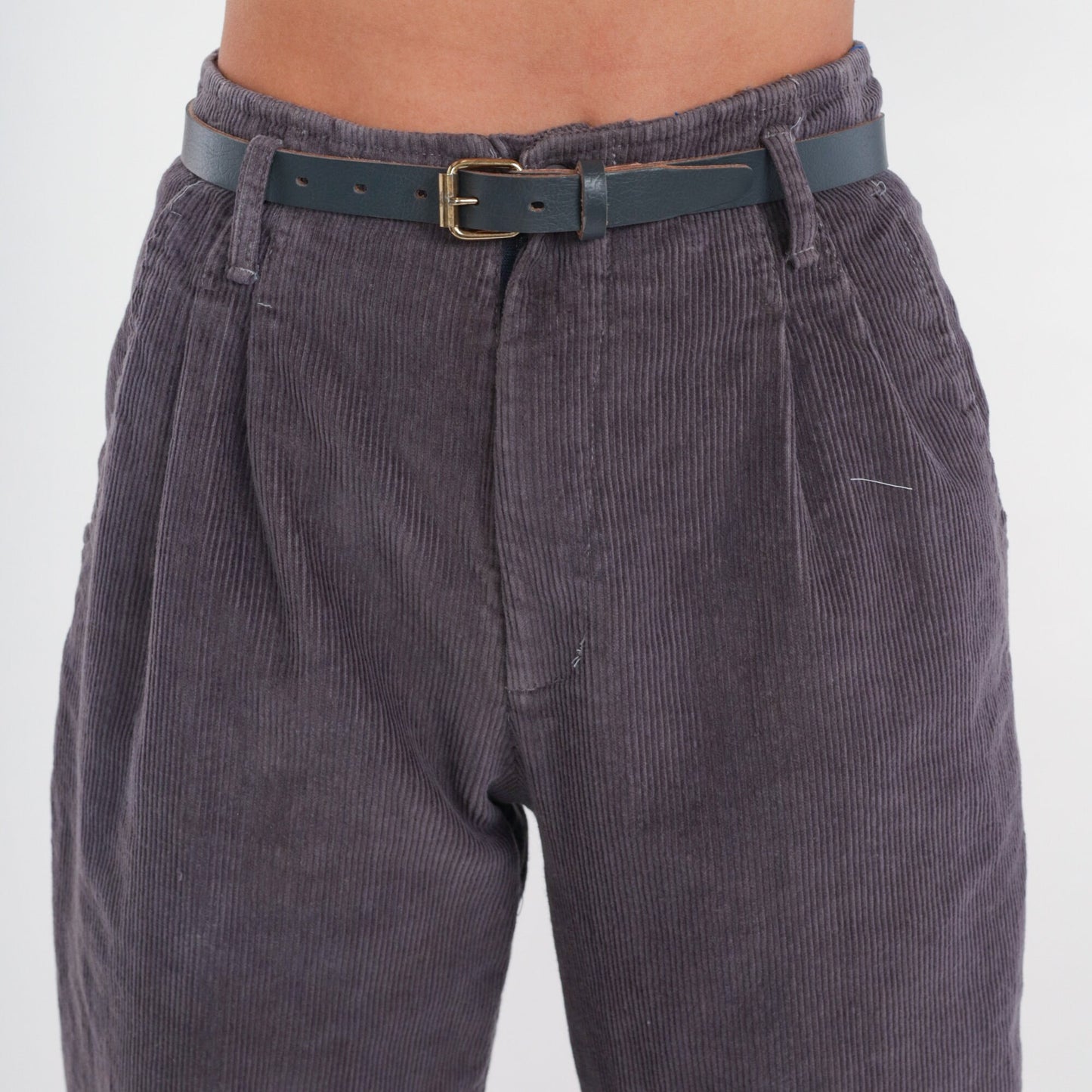 80s Purple Corduroy High-Waist Pleated Tapered Trousers Extra Small