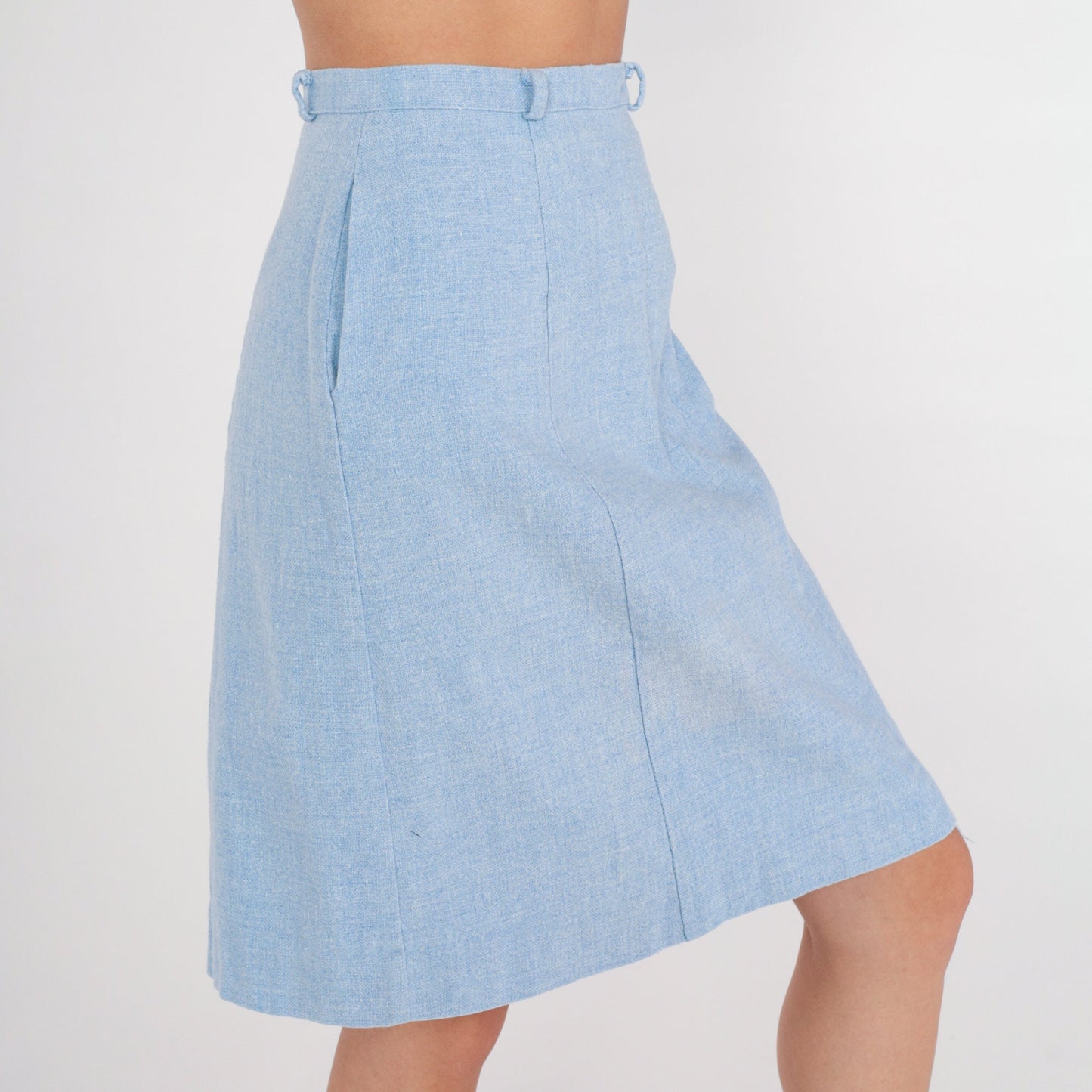 80s Baby Blue High-Waist Mini Skirt Woven Extra Small XS