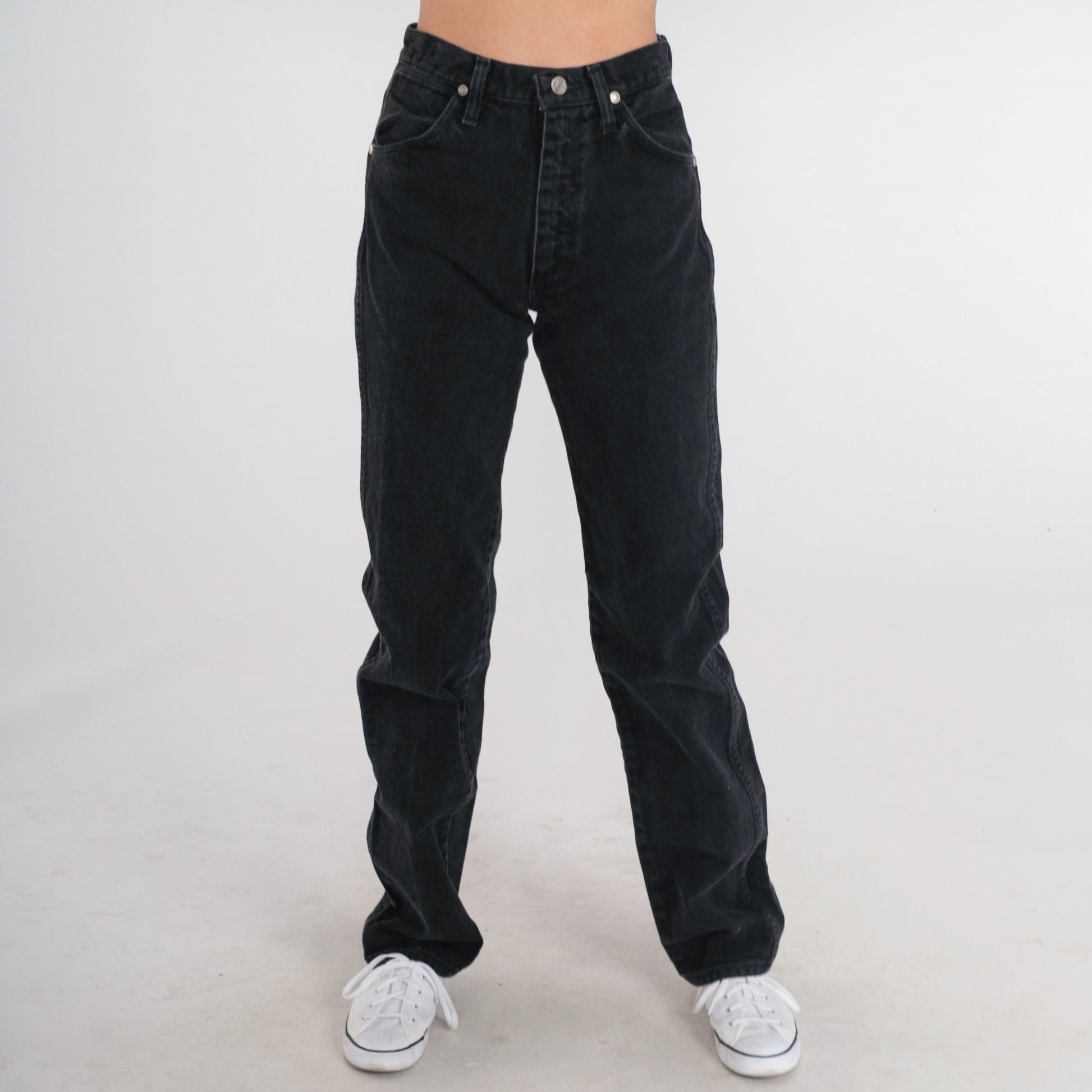 90s Wrangler Black Denim High-Rise Straight Leg Jeans Extra Small